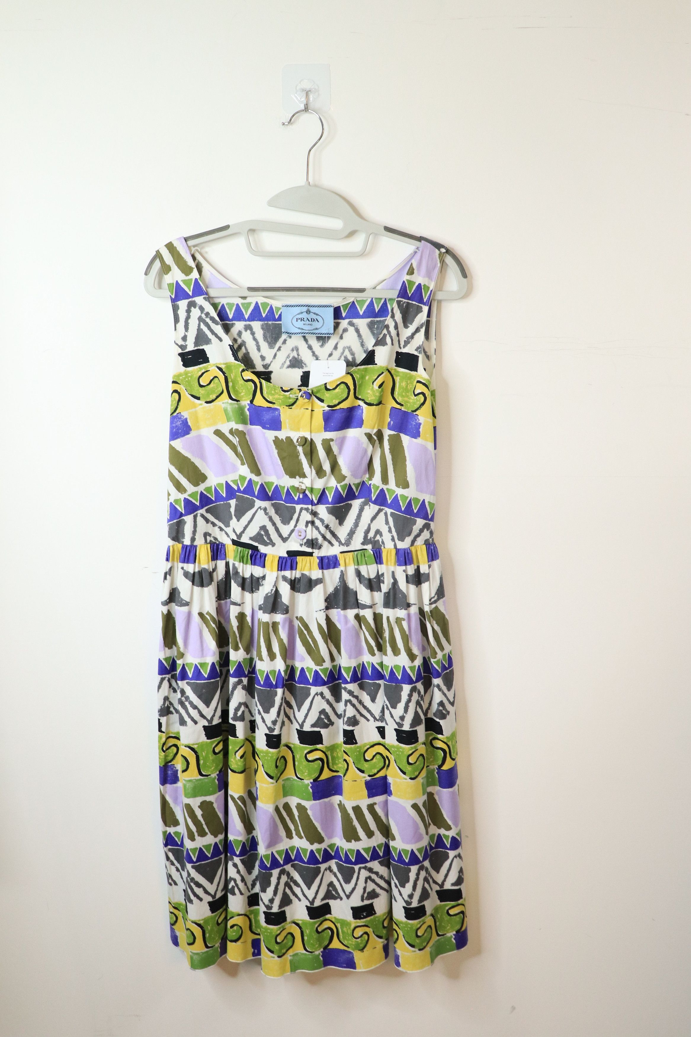 Prada White sleeveless printed dress - UK 12 Size M / US 6-8 / IT 42-44 - 1 Thumbnail