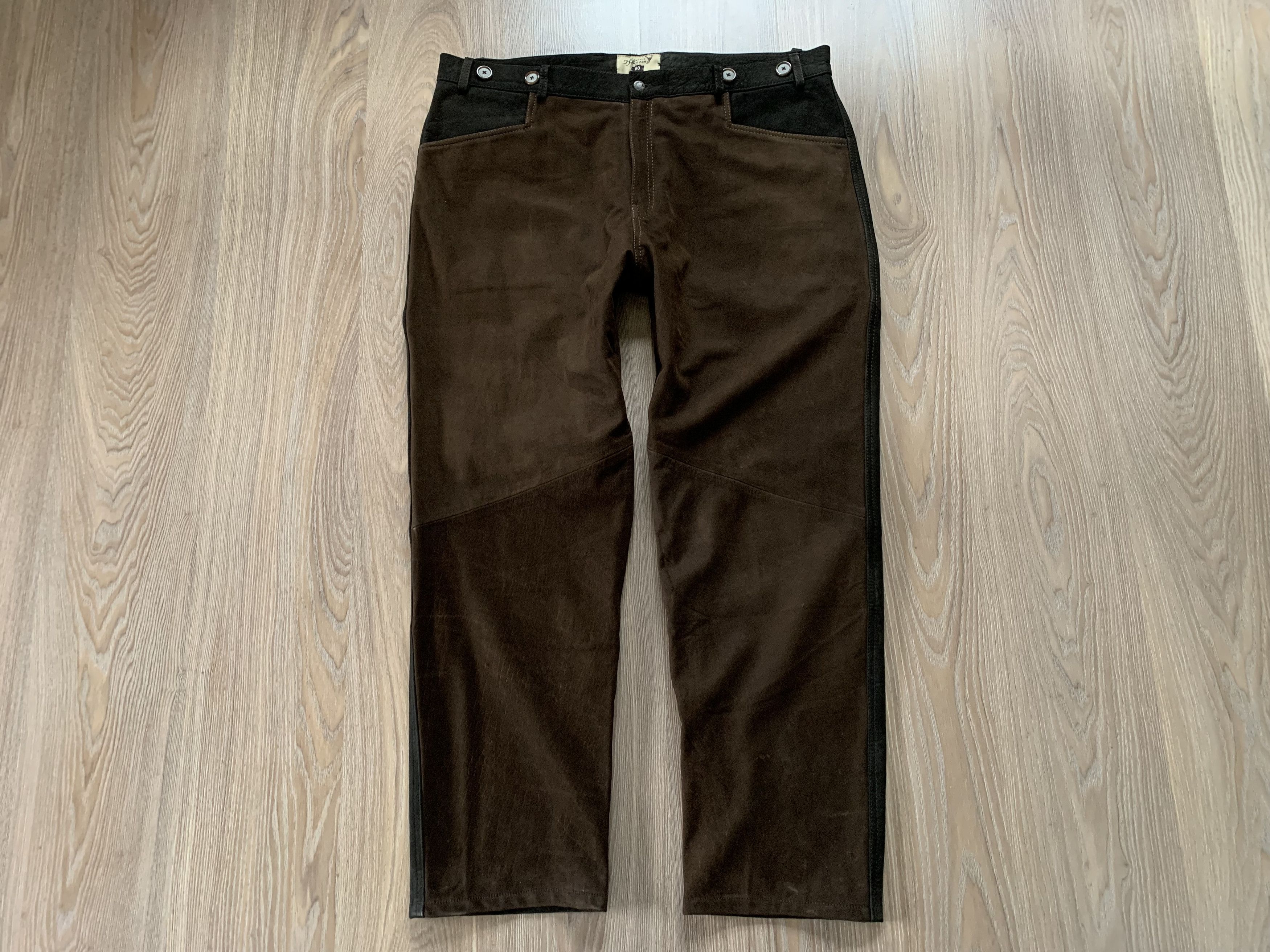Hunter Vintage Hubertus Hunting Heavy Leather Trousers Pant Size US 44 / EU 60 - 2 Thumbnail