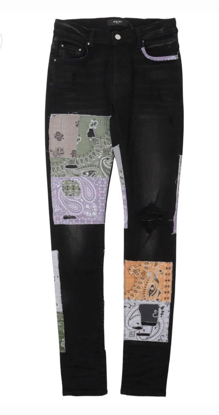Amiri Amiri Black Bandana Art Patch Jeans Size US 32 / EU 48 - 1 Thumbnail