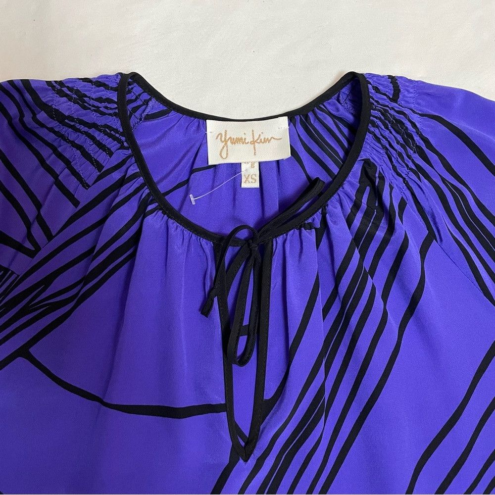 Other New Yumi Kim Purple Black Silk Blouse Size XS Size XS / US 0-2 / IT 36-38 - 5 Thumbnail