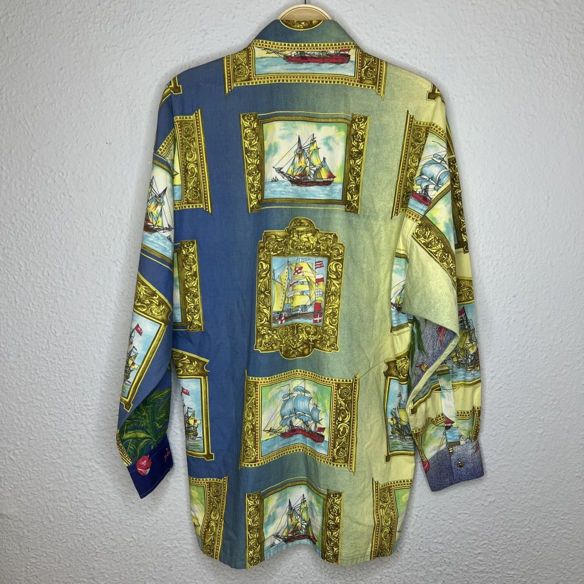 Versace Versace Vintage Shirt Ocean Nautical Ships Full Print 90s Size US L / EU 52-54 / 3 - 8 Thumbnail