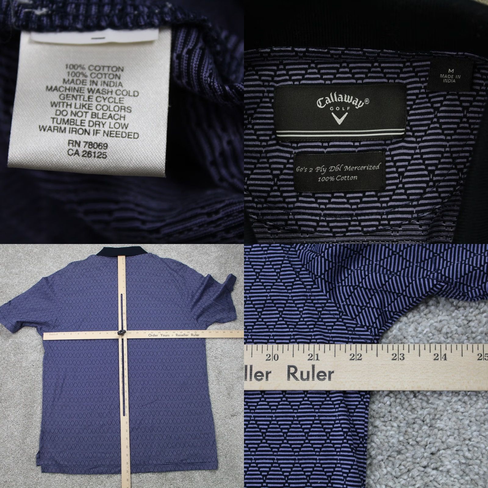 Callaway Callaway Polo Shirt Men M Purple Geometric Contrast Collar S/S 2 Ply Cotton Shirt Polo - Mens Regular Size US M / EU 48-50 / 2 - 8 Thumbnail