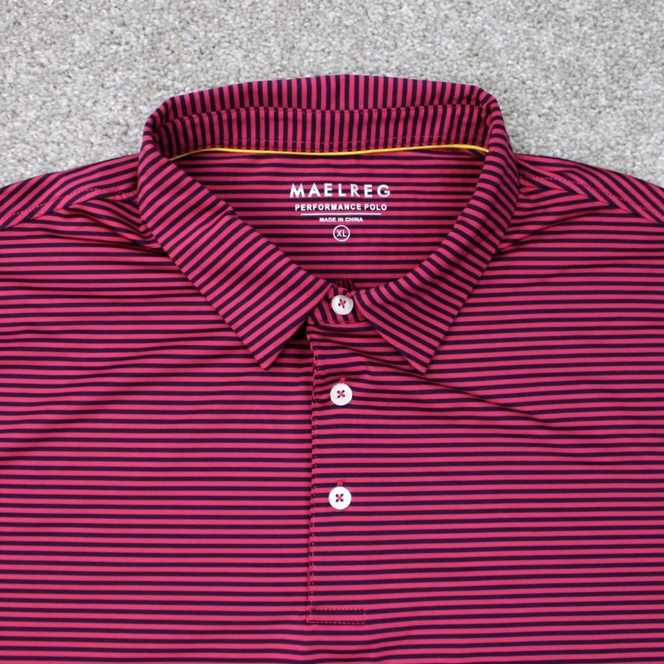 Vintage Maelreg Polo Shirt Mens XL Pink/Black Striped Polyester Spandex Short Sleeve Golf Dress? Size US XL / EU 56 / 4 - 5 Thumbnail