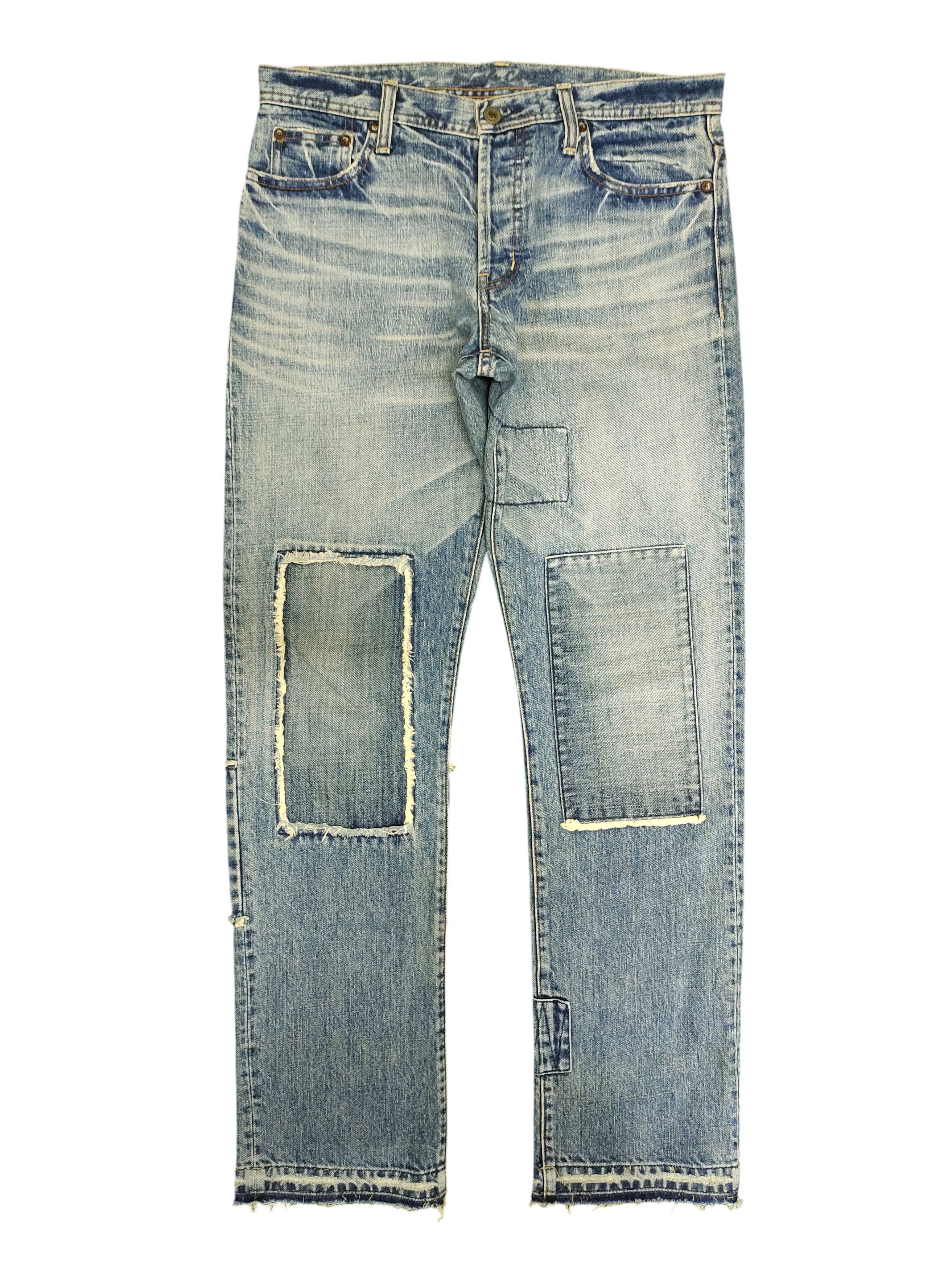 Japanese Brand Couch Japan Patchwork Clawmark Distress Faded Denim Jeans Size US 32 / EU 48 - 1 Thumbnail