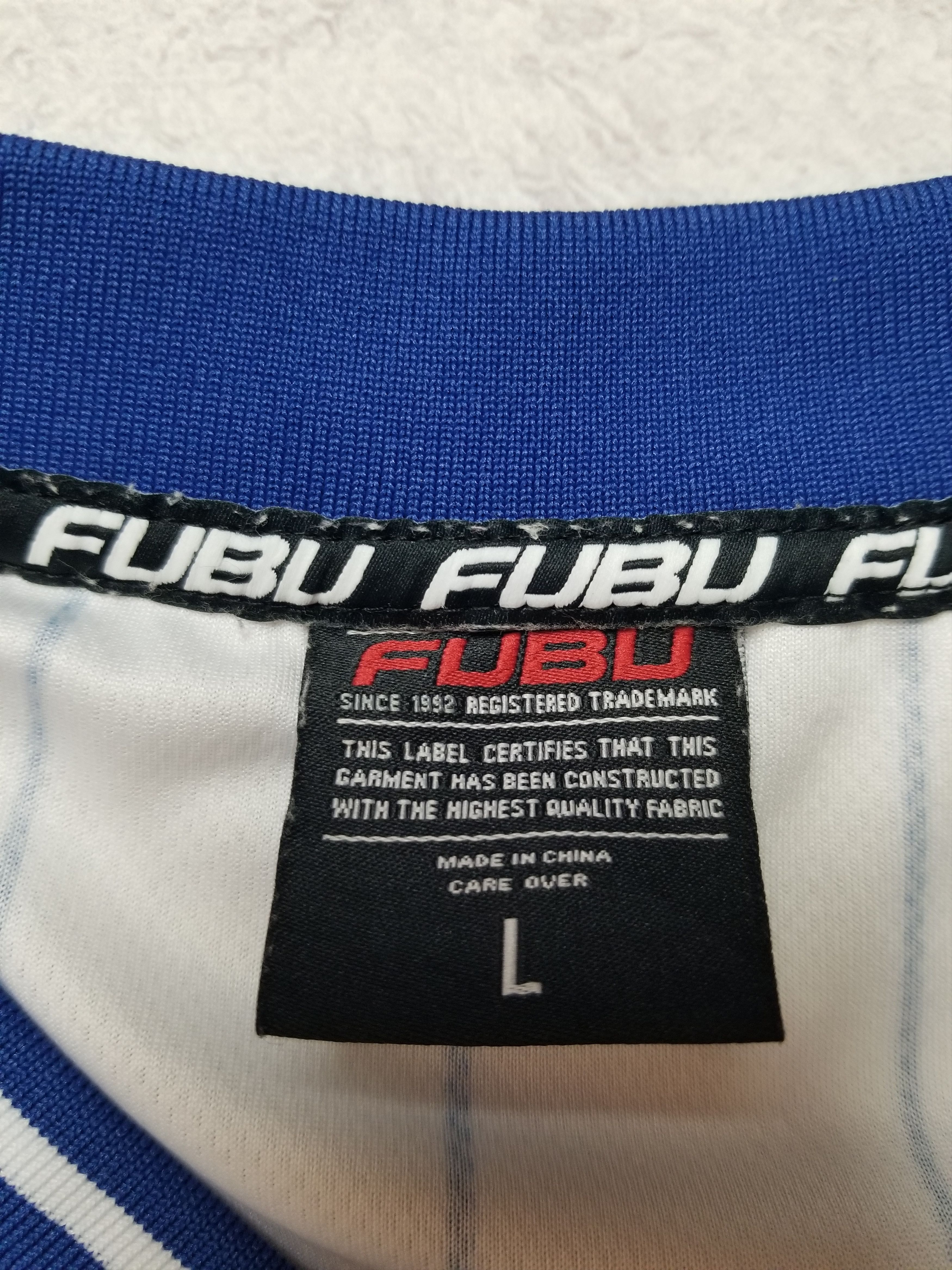 Fubu Vintage Fubu Harlem Y2K Rare White Pinstripe jersey Size US L / EU 52-54 / 3 - 16 Thumbnail