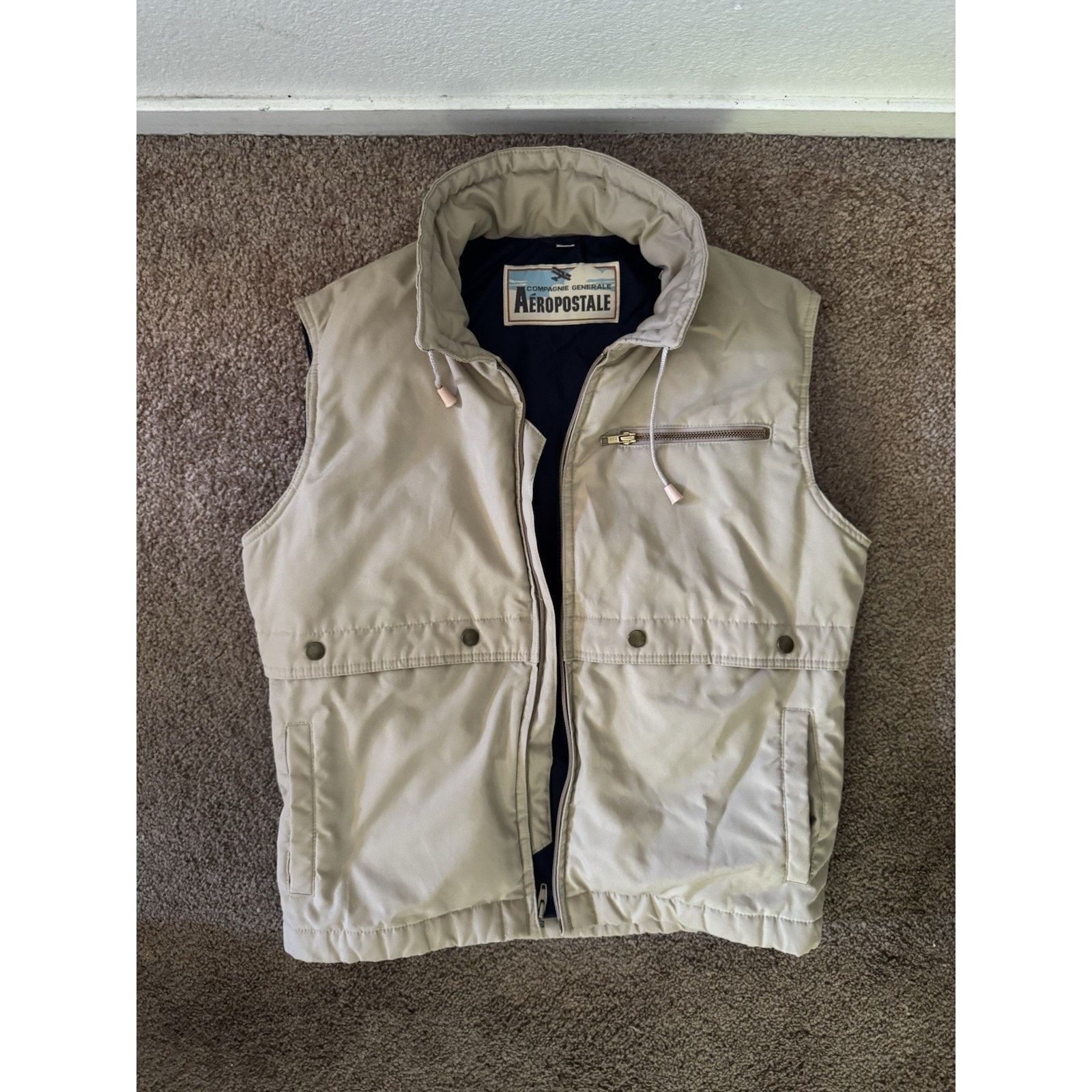 Aeropostale Vtg Compagnie Generale Aeropostle Down Vest Beige Size Small Size US S / EU 44-46 / 1 - 1 Thumbnail