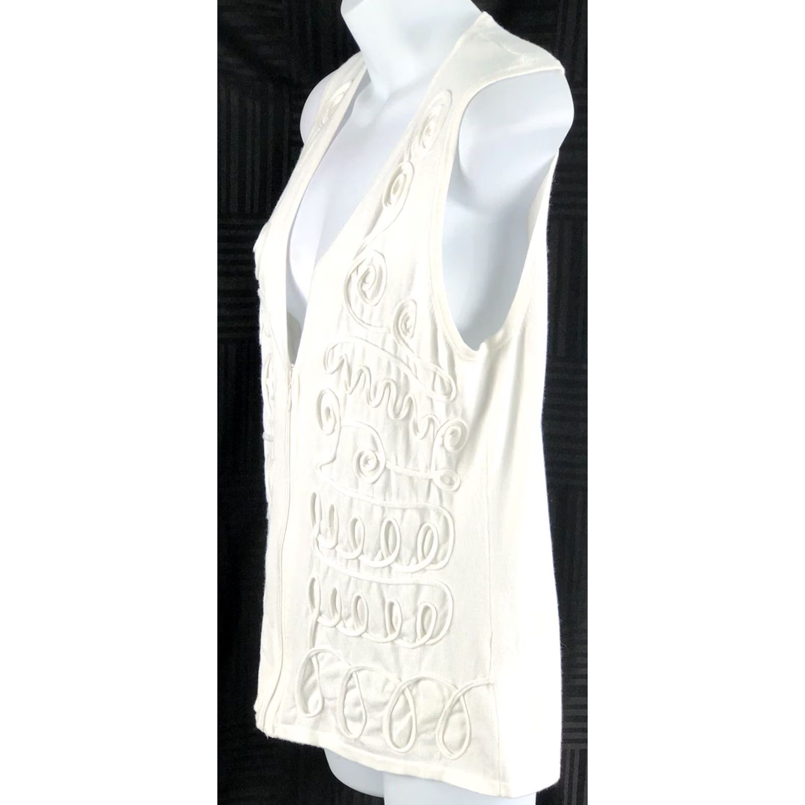 Vintage VINTAGE Foxcroft Sleeveless Sweater Vest Top PM Contrast Trim Boho Cottage Coquette Y2K Size M / US 6-8 / IT 42-44 - 2 Thumbnail