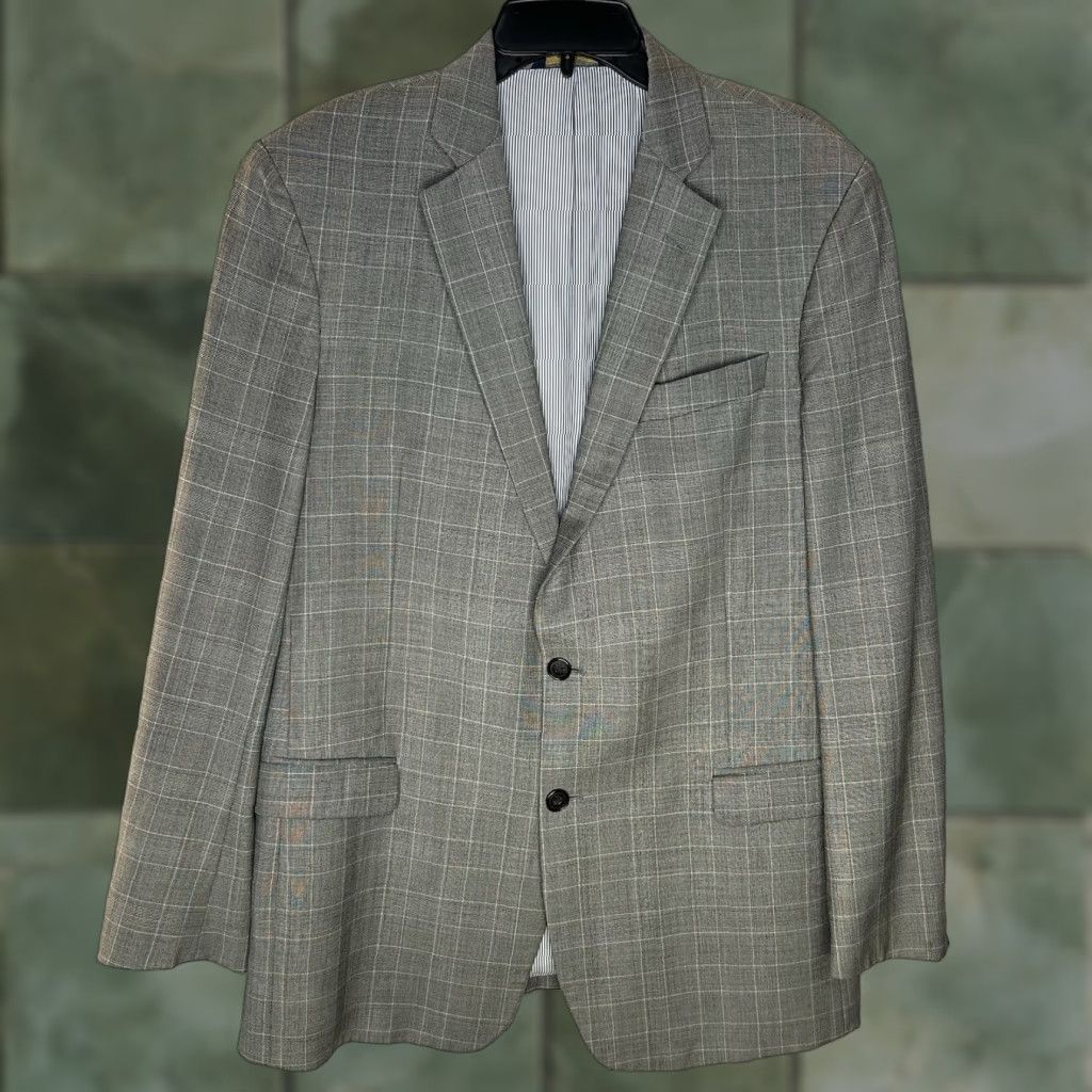 Brooks Brothers Brooks Brothers Blazer Jacket Explorer Fitzgerald Fit Gray Check 42L Size 42R - 1 Thumbnail
