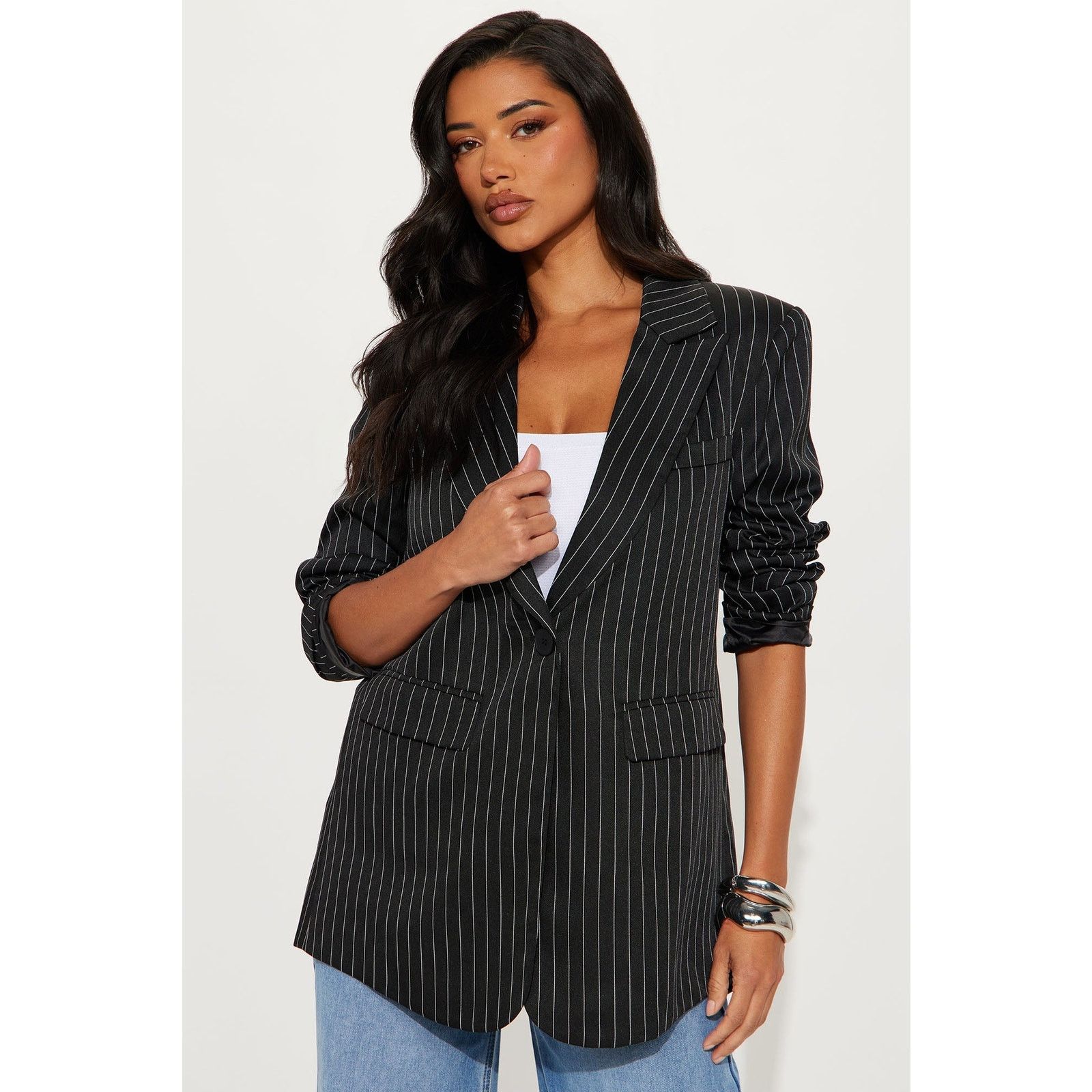 Other Walk The Walk Pinstripe Blazer - Black/White - Size XL Size XL / US 12-14 / IT 48-50 - 3 Thumbnail