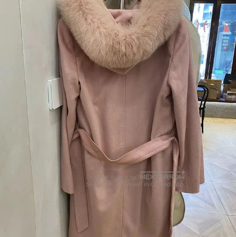 Max Mara MaxMara Pink Wool Women's Coat with Fur Collar . Size S / US 4 / IT 40 - 2 Thumbnail