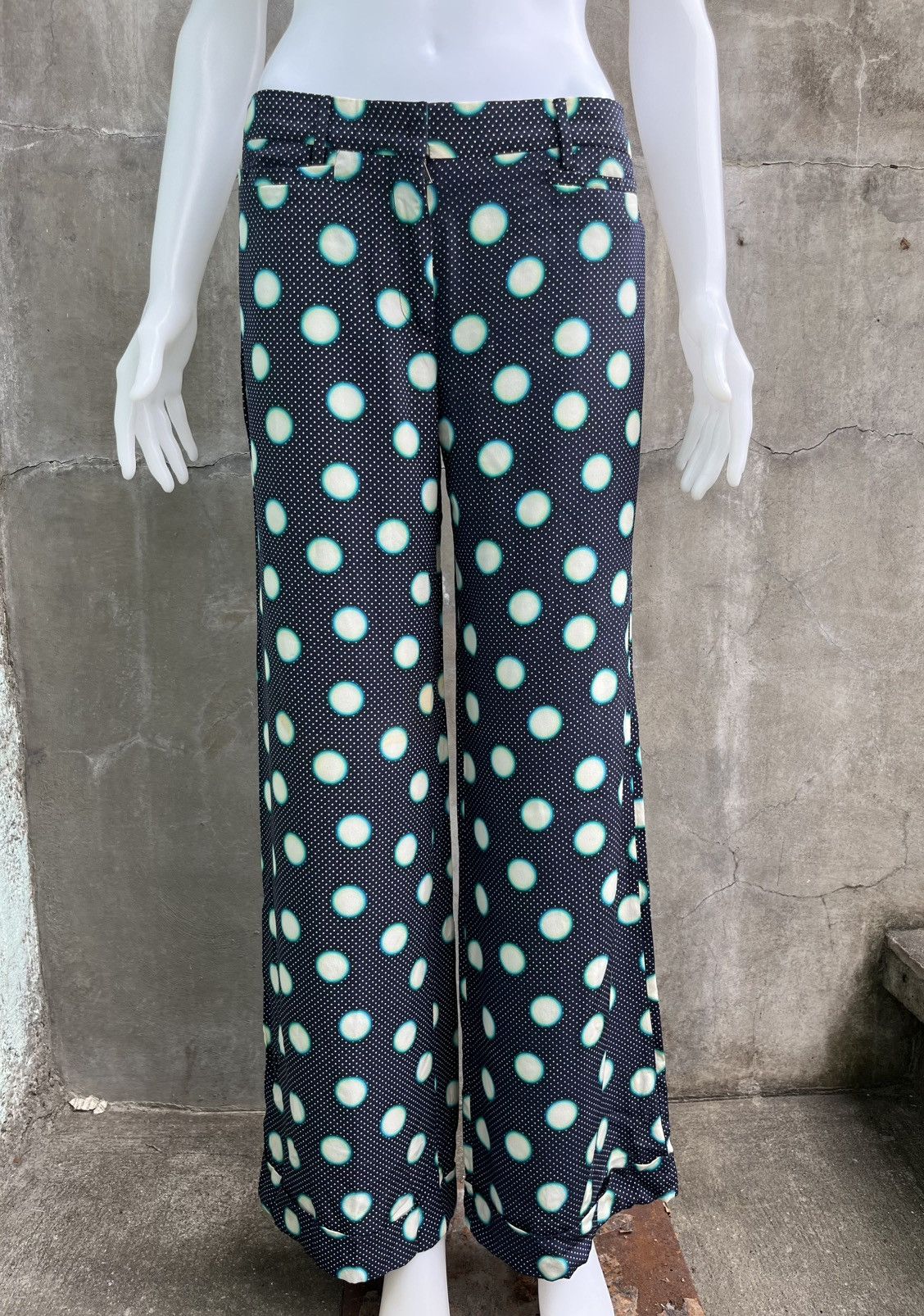 Miu Miu 2011 Silk Polkadot Wide Leg Trousers Size US 31 - 2 Thumbnail