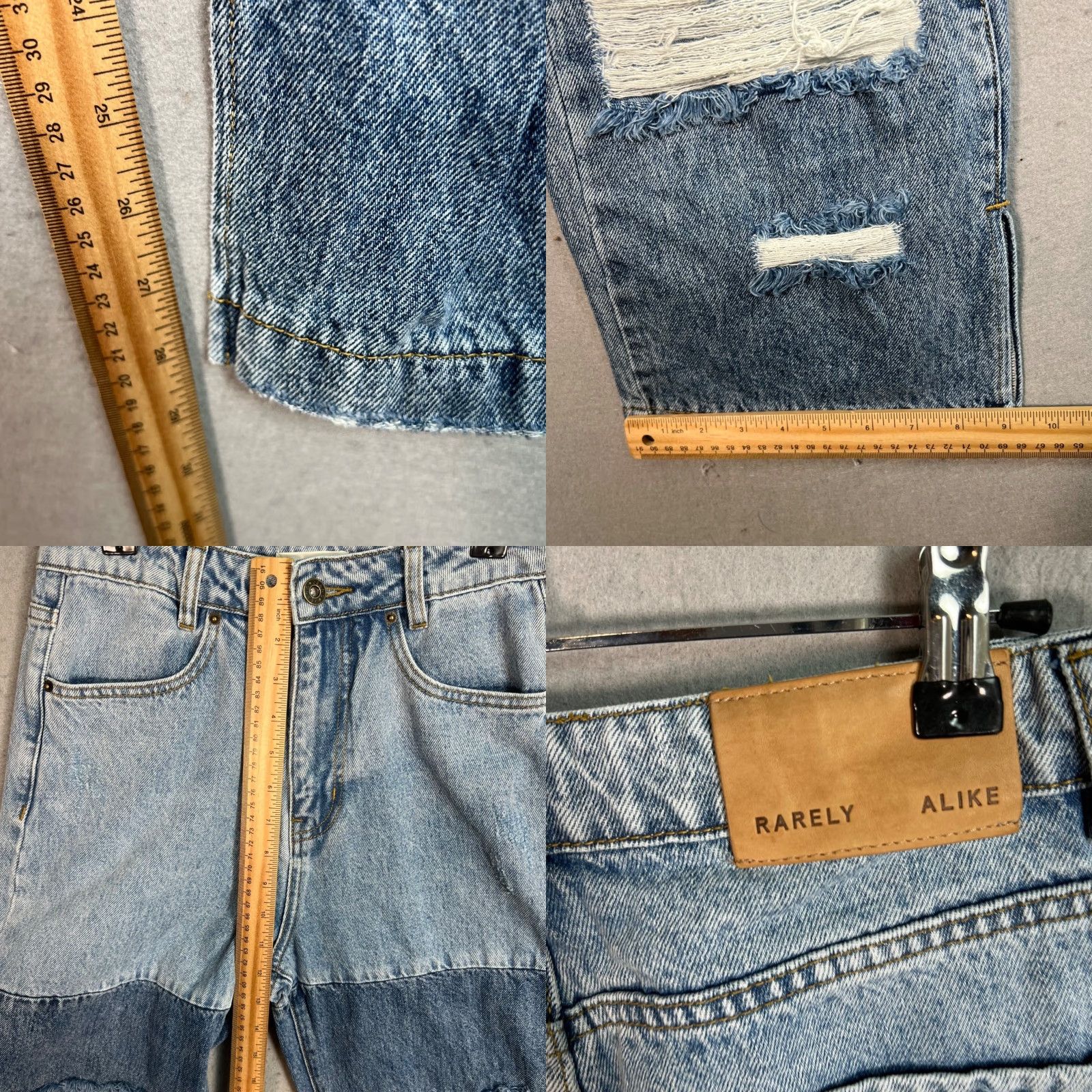Vintage VINTAGE Rarely Alike Womens Distressed Two-Tone High-Waisted Wide-Leg Denim Jeans Size Medium Blue Size 32" / US 10 / IT 46 - 8 Thumbnail