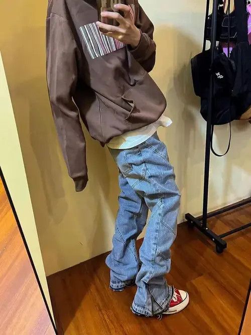Japanese Brand × Jean Street wash hip-hop micro-flare side zip jeans Size US 32 / EU 48 - 4 Thumbnail