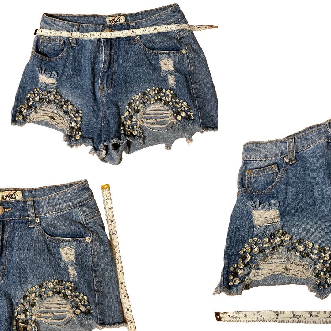Other Ripped Denim Shorts w/ studded embellishment details Size 28" / US 6 / IT 42 - 3 Thumbnail