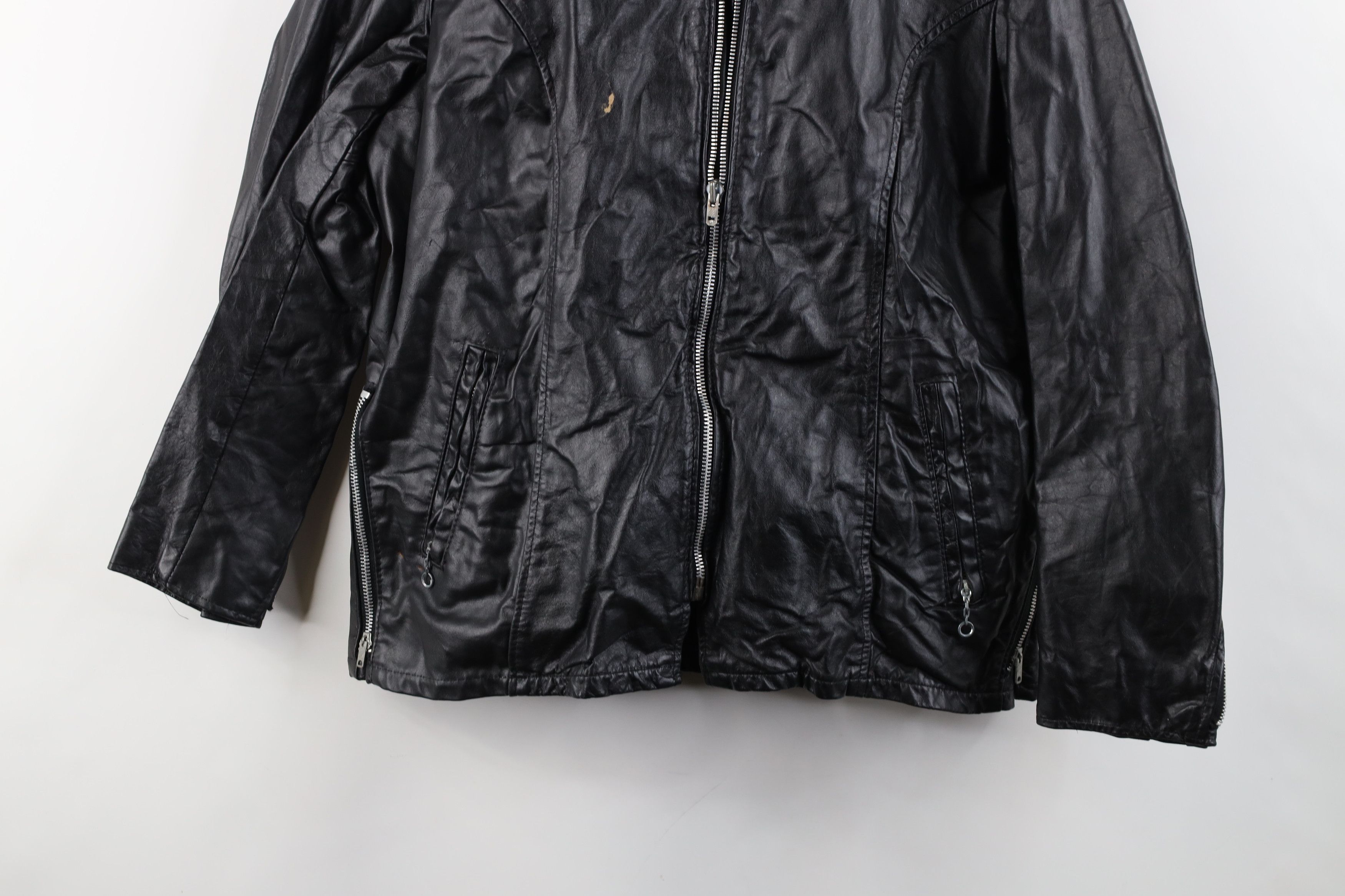Vintage Vintage 70s Streetwear Leather Cafe Racer Bomber Jacket USA Size XL / US 12-14 / IT 48-50 - 3 Thumbnail