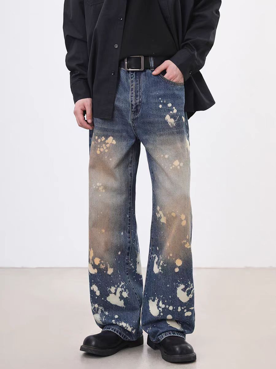 Street Hip Hop Vintage Washed Spot Loose Casual Jeans
