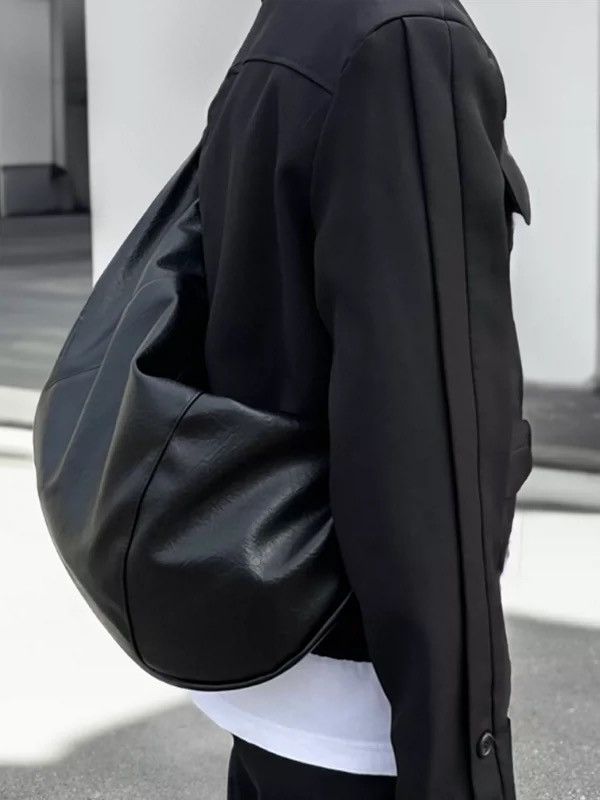 Vintage Oversized retro faux leather hobo bag messenger bag Size ONE SIZE - 3 Thumbnail