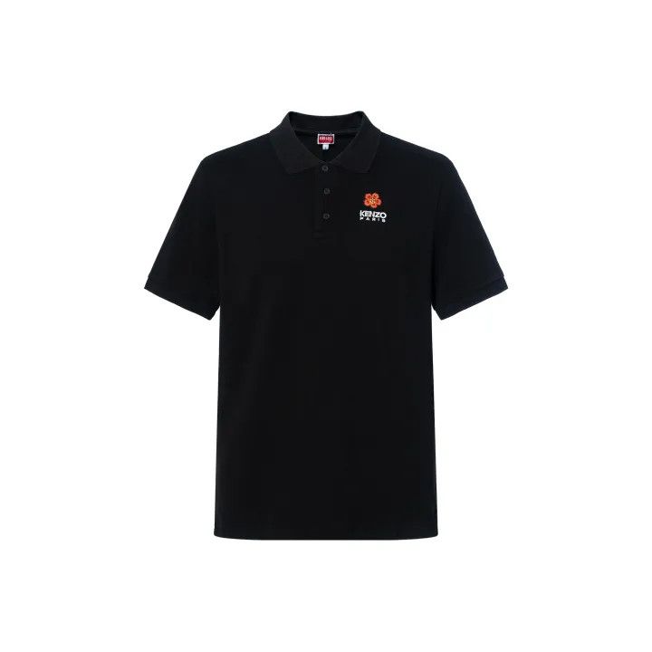 Kenzo Kenzo Black Flower Logo Embroidered Polo Shirt 0079 Size US XL / EU 56 / 4 - 1 Thumbnail