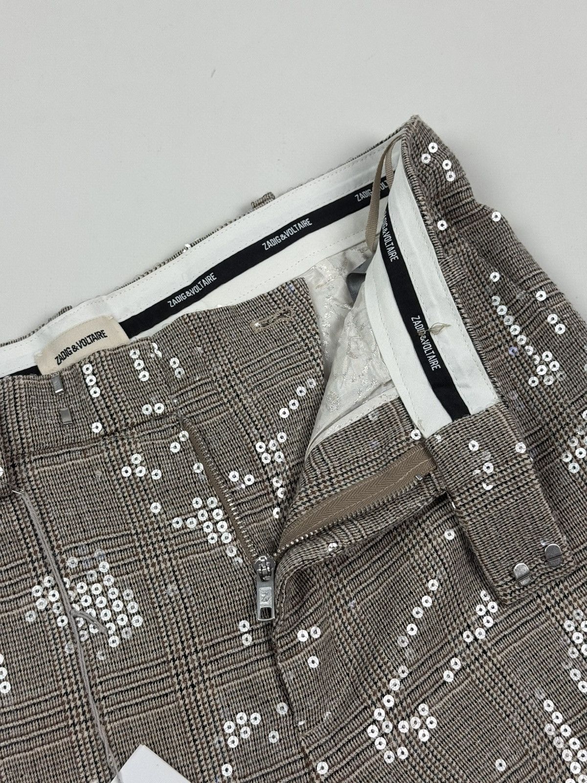 Zadig & Voltaire New! Zadig&Voltaire Peter Car Sequin Beige Women’s Pants Size 26" / US 2 / IT 38 - 11 Thumbnail