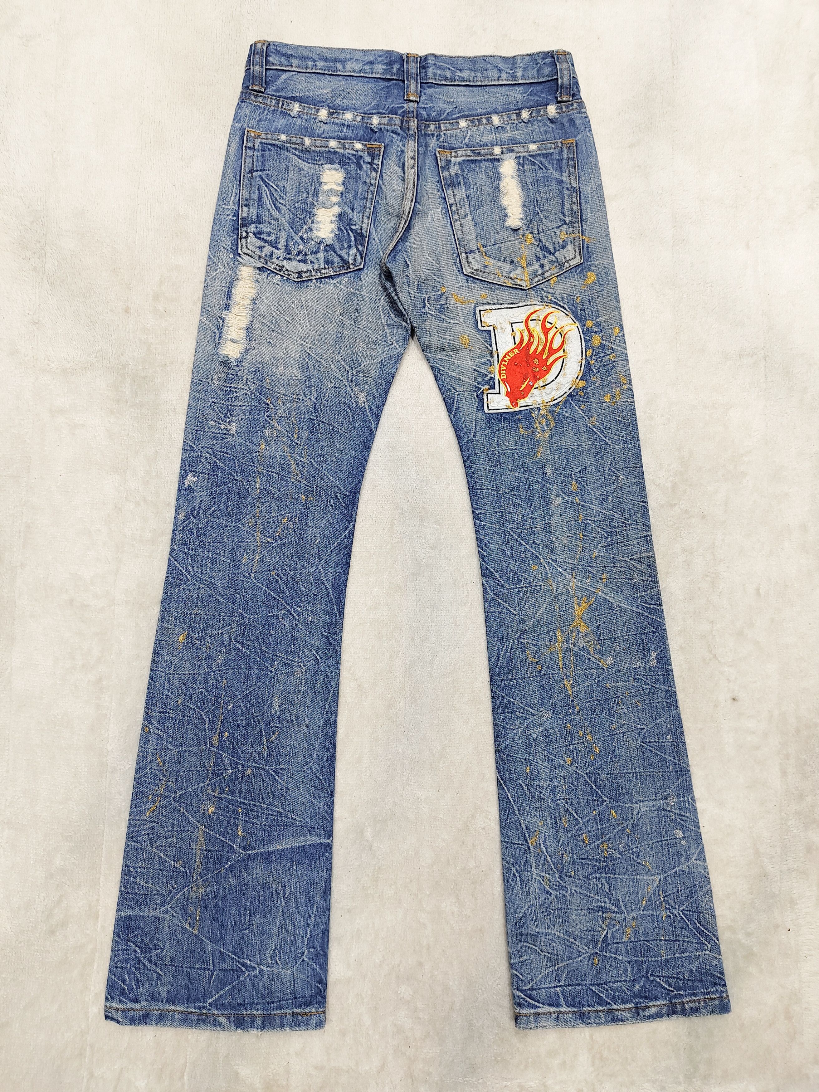 If Six Was Nine 00s Diviner- Punk Y2K Pacth Distressed Paint Splatter Jeans Size US 30 / EU 46 - 5 Thumbnail