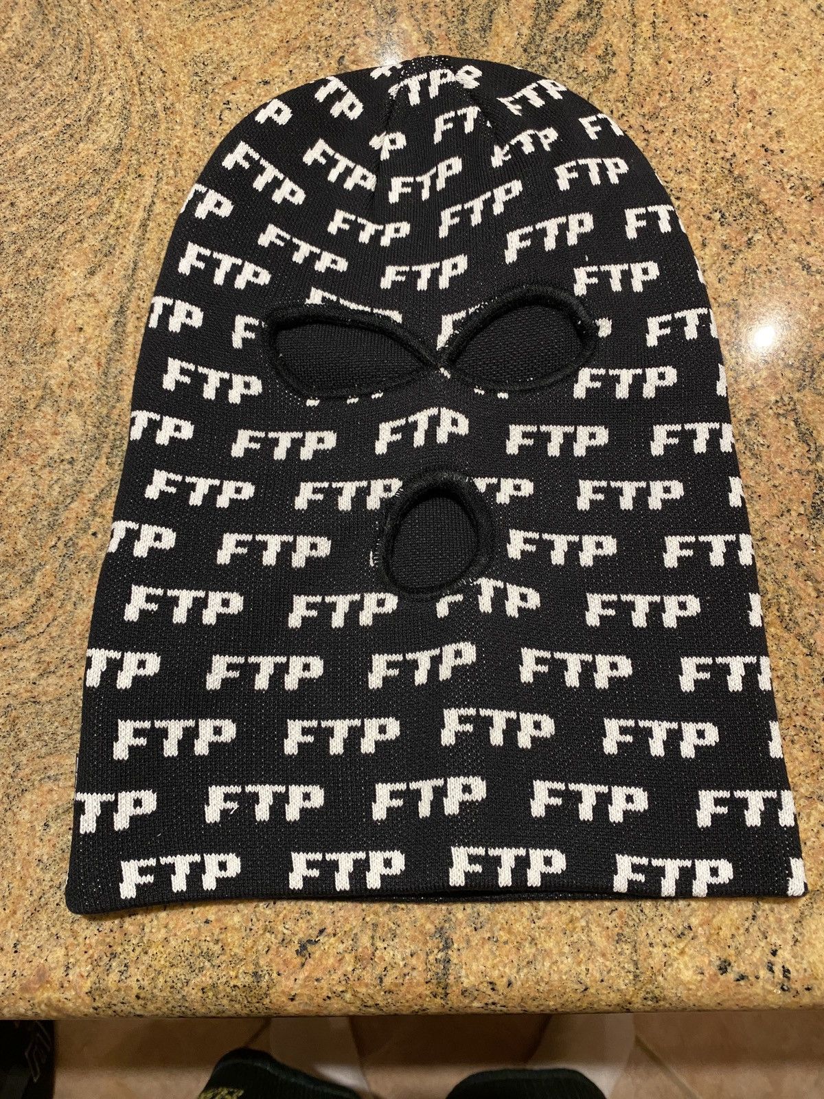 image of Fuck The Population Allover Logo Ski Mask Black, Men's