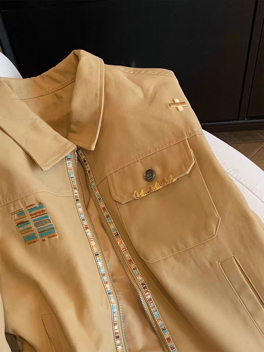 Vintage Khaki Ethnic Embroidered Workwear Jacket Size US M / EU 48-50 / 2 - 4 Thumbnail