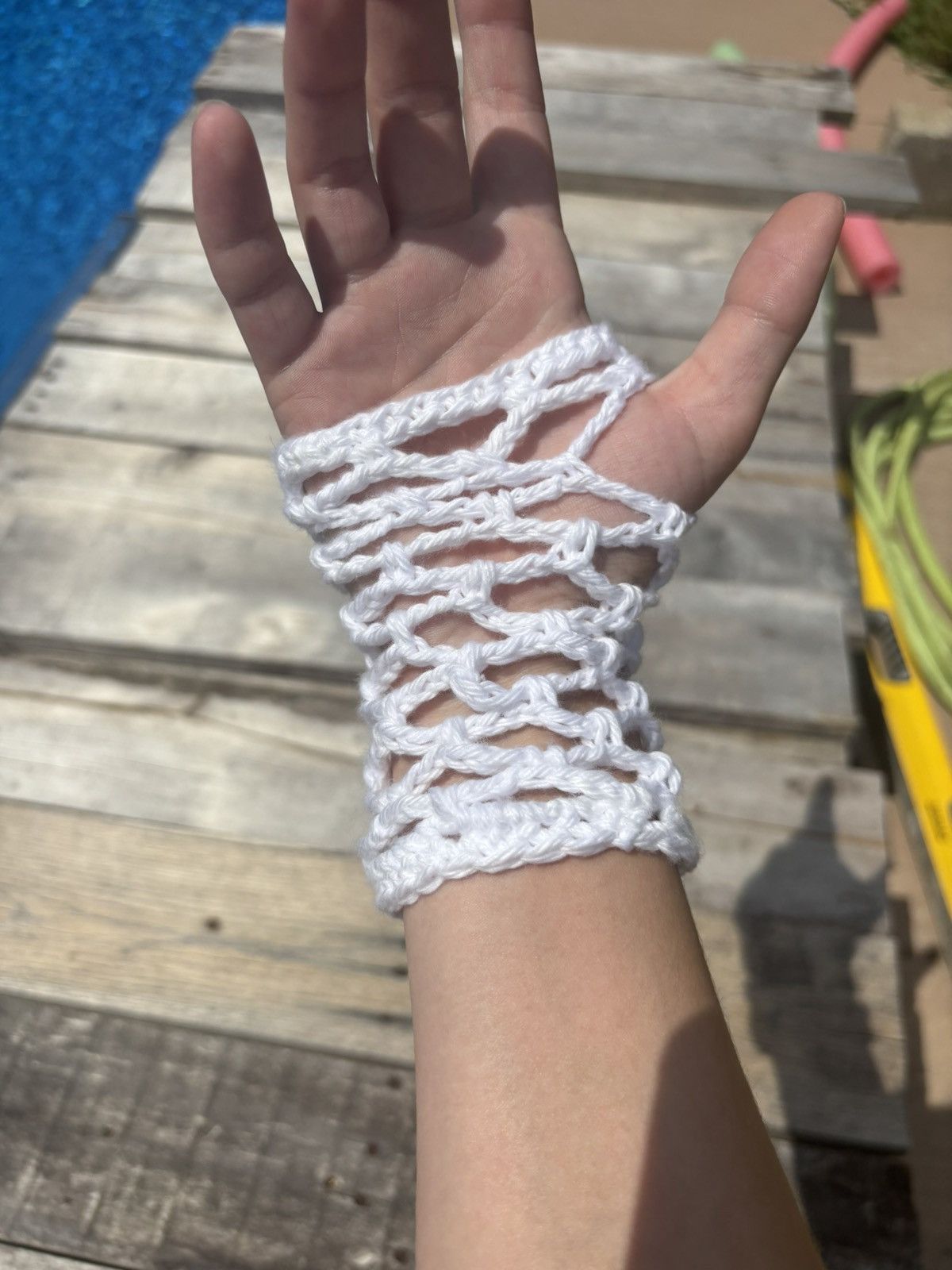 Handmade Crochet Fishnet Fingerless Gloves Size ONE SIZE - 8 Thumbnail