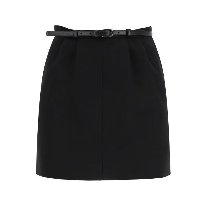 image of Saint Laurent Paris O1S22I1N0524 Wool Mini Skirt In Black, Women's (Size 36)