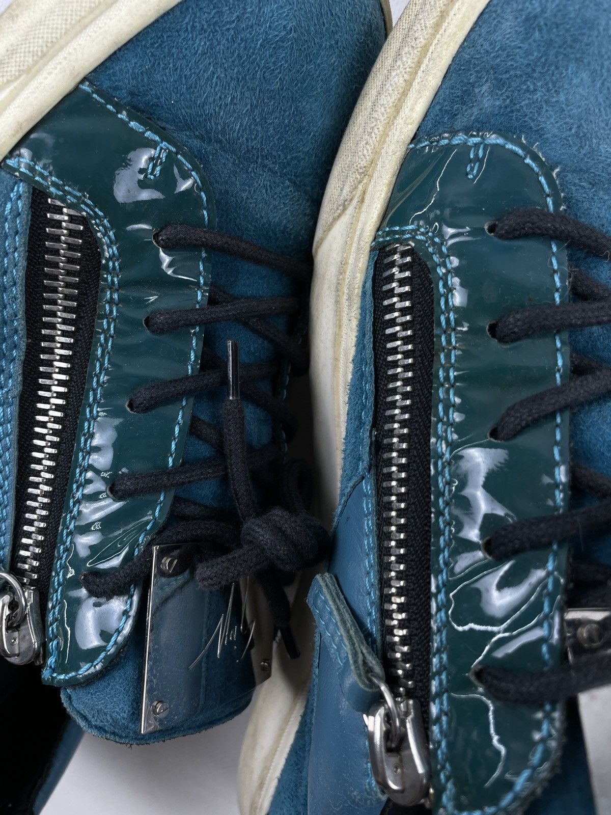 Designer × Giuseppe Zanotti Frankie Leather-Suede Double-Zip Low-Top Sneakers Shoes Size US 8.5 / IT 38.5 - 20 Thumbnail