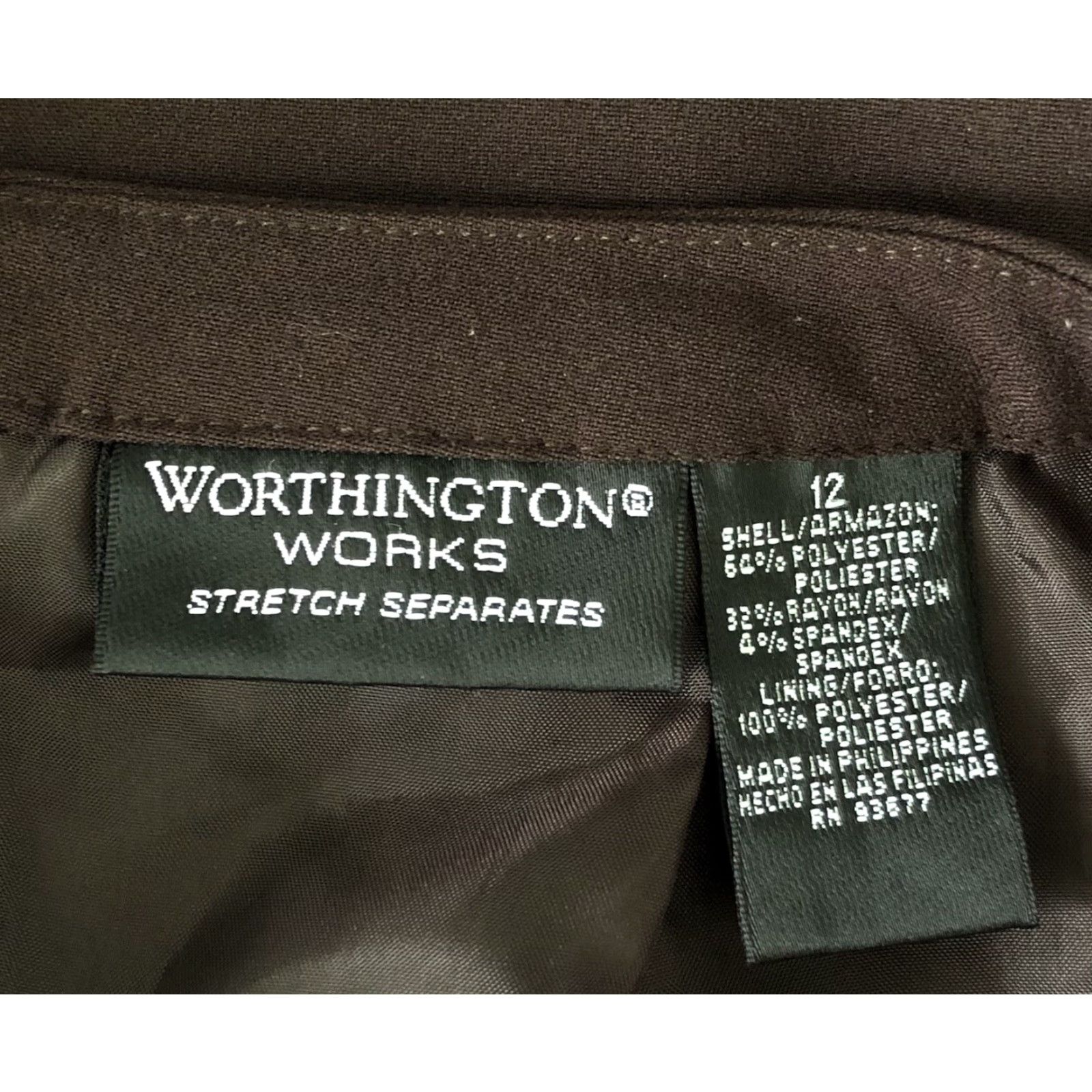 Worthington Worthington Works Flare Skirt 12 Brown 32"W Knee Length Stretch Career Women Skirt Mens Womens Girls Boys Size 34" / US 12 / IT 48 - 3 Thumbnail
