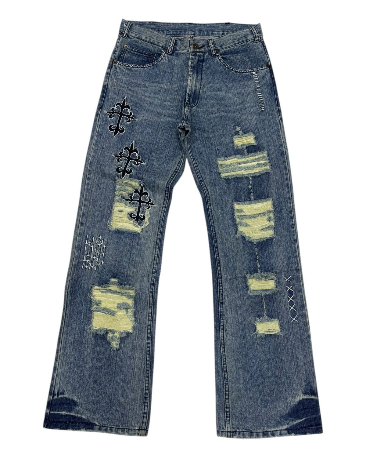 Yasuyuki Ishii × Yoshiyuki Konishi YOSHIYUKI KONISHI CROSS FLARE DENIM CUSTOM JEANS Size US 30 / EU 46 - 7 Thumbnail