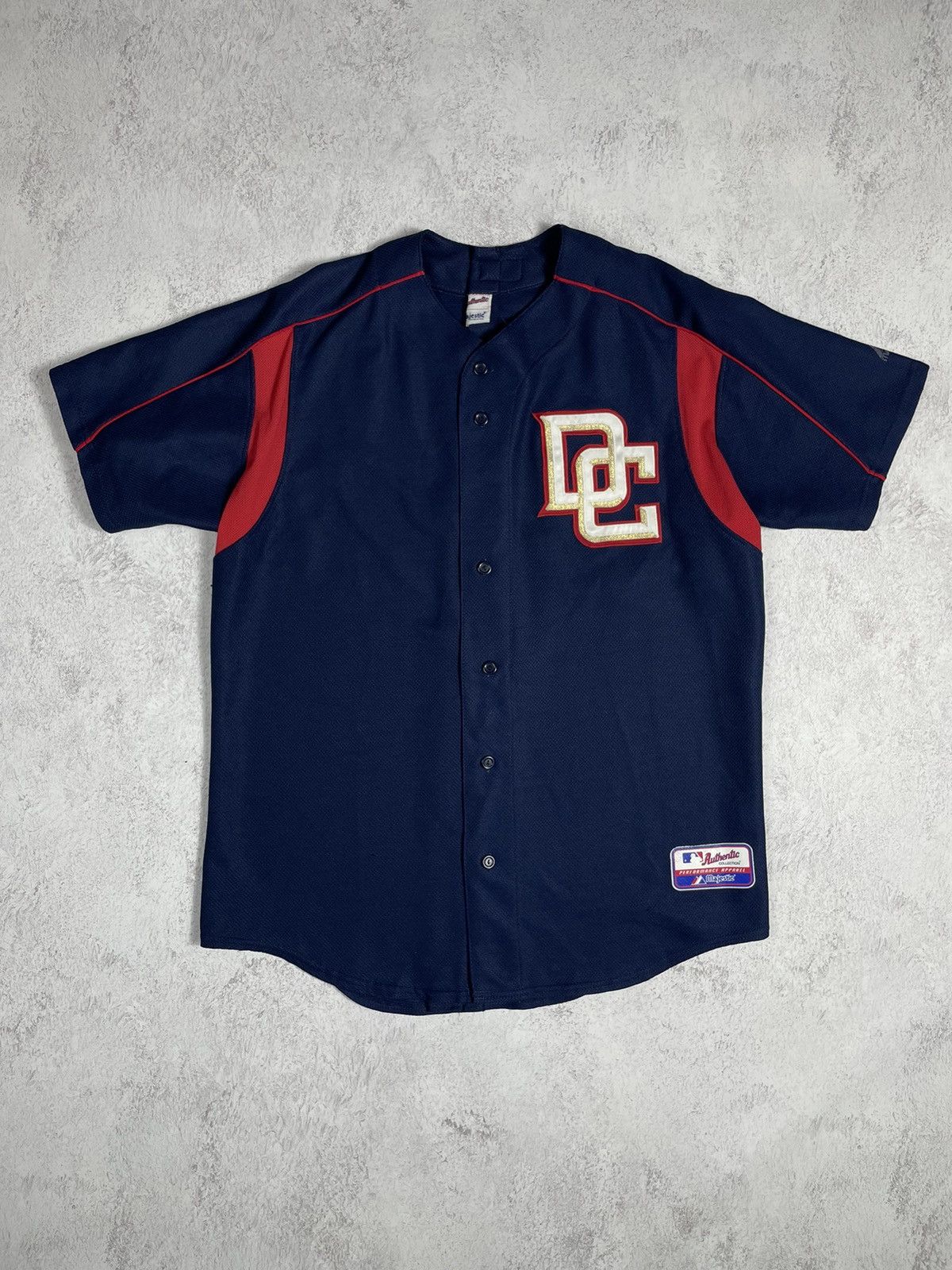 MLB × Majestic × Vintage Majestic DC Washington Nationals Patch Baseball Vntg Jersey Size US XL / EU 56 / 4 - 1 Thumbnail