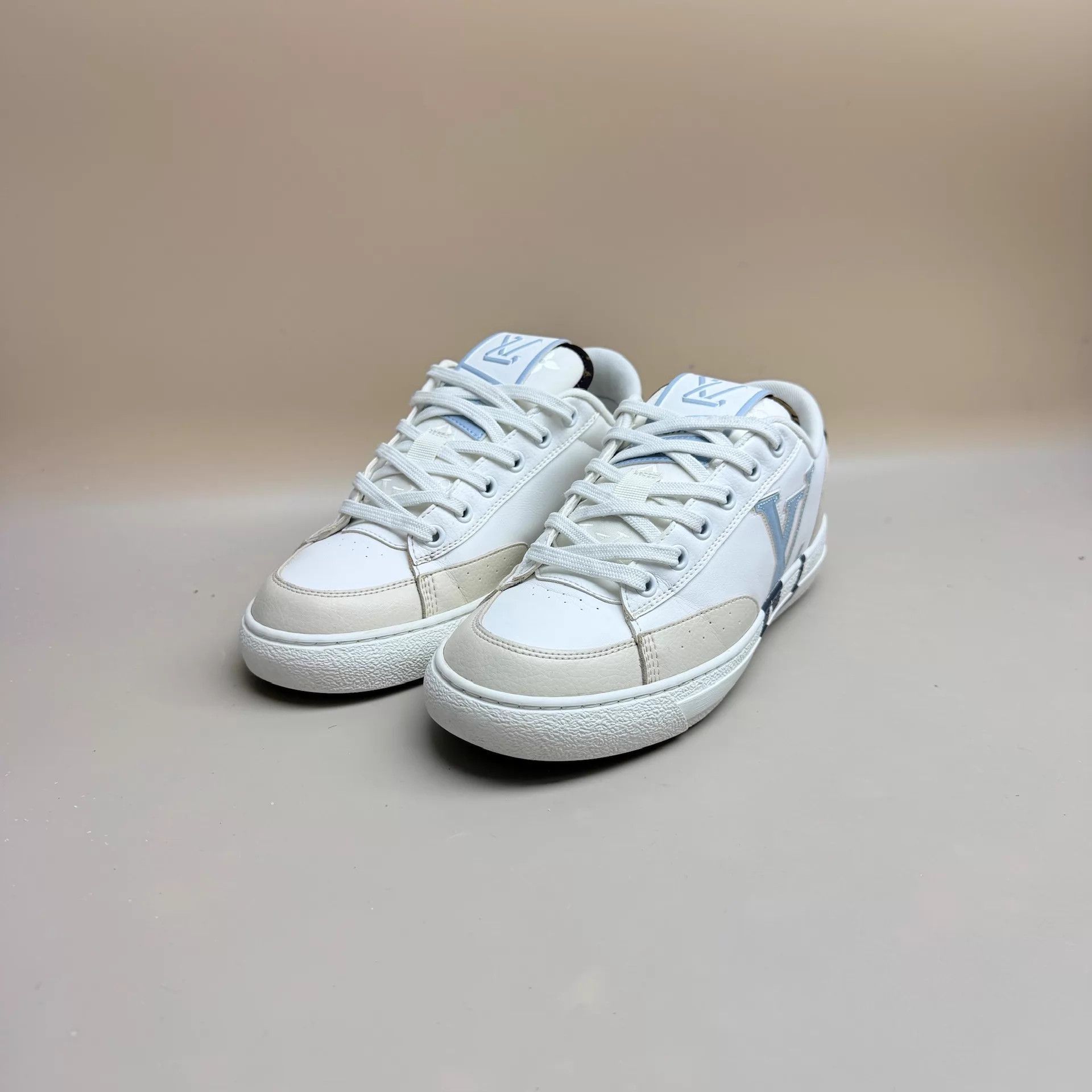 Louis Vuitton LV Charlie White Blue Logo Sneakers 37 95 New Size US 6.5 / IT 36.5 - 1 Thumbnail