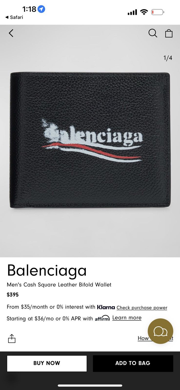 Balenciaga Men's Cash Square Leather Bifold Wallet Size ONE SIZE - 9 Thumbnail