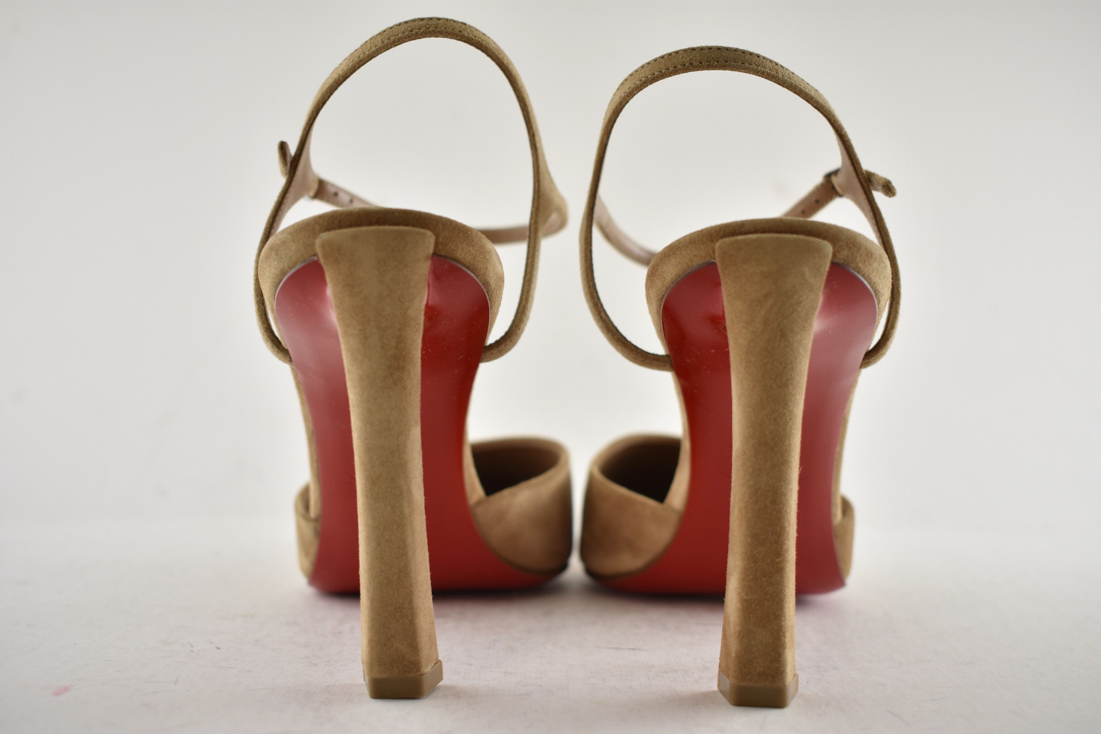 Christian Louboutin Condora Riviera 85 Lionne Beige Brown Strap Heel Pump 40 Size US 10 / IT 40 - 15 Thumbnail