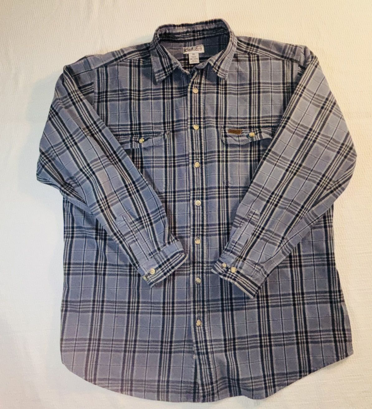 Carhartt VTG leather tag Carhartt flannel work jacket Size US XL / EU 56 / 4 - 1 Thumbnail