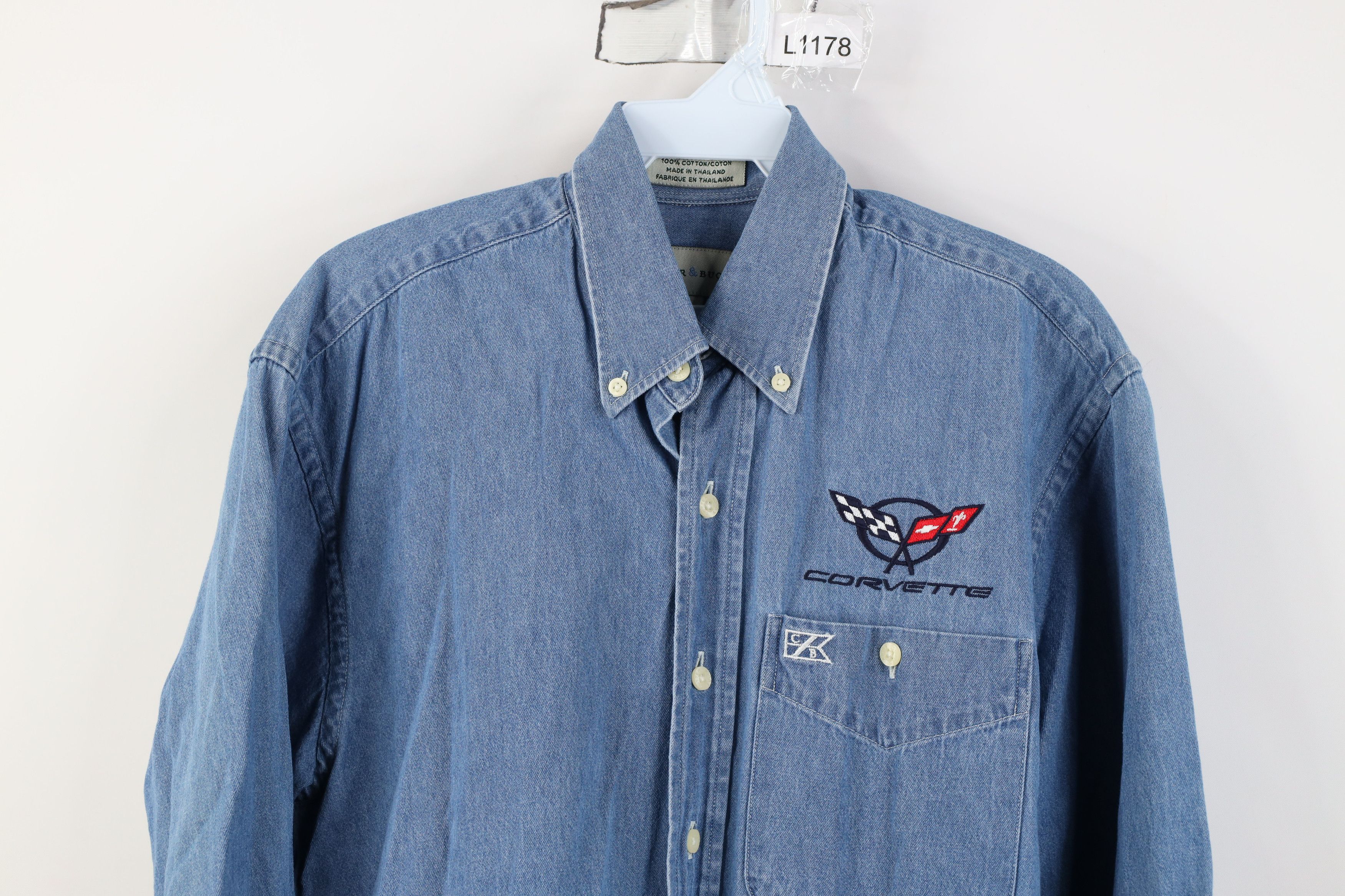 Vintage Vintage 90s Y2K Corvette Racing Denim Button Down Shirt Size US S / EU 44-46 / 1 - 2 Thumbnail