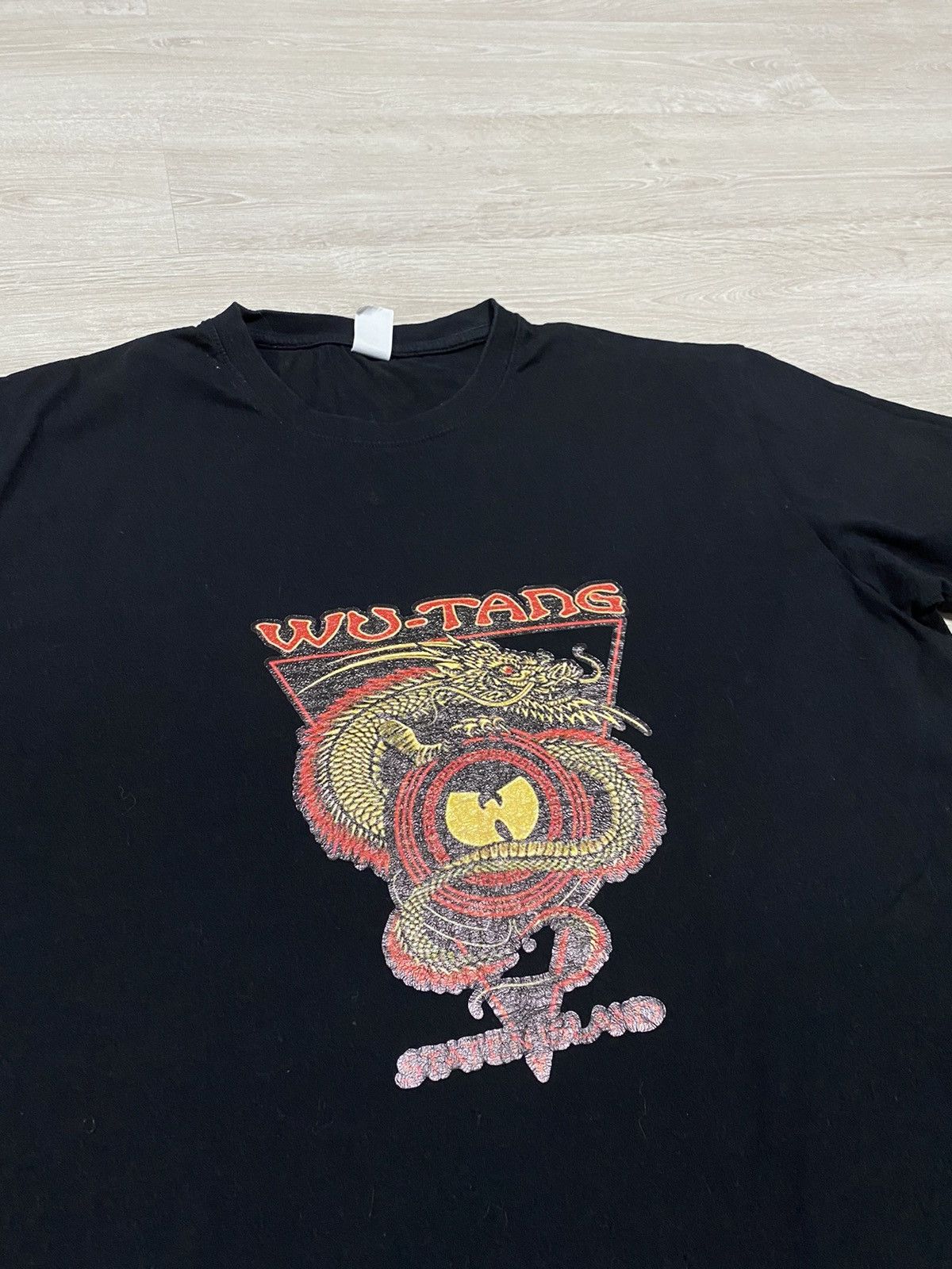 Wu-Tang Clan Fire Pattern Rap T-Shirt (Men's Size M) cotton black type Vintage Second Hand