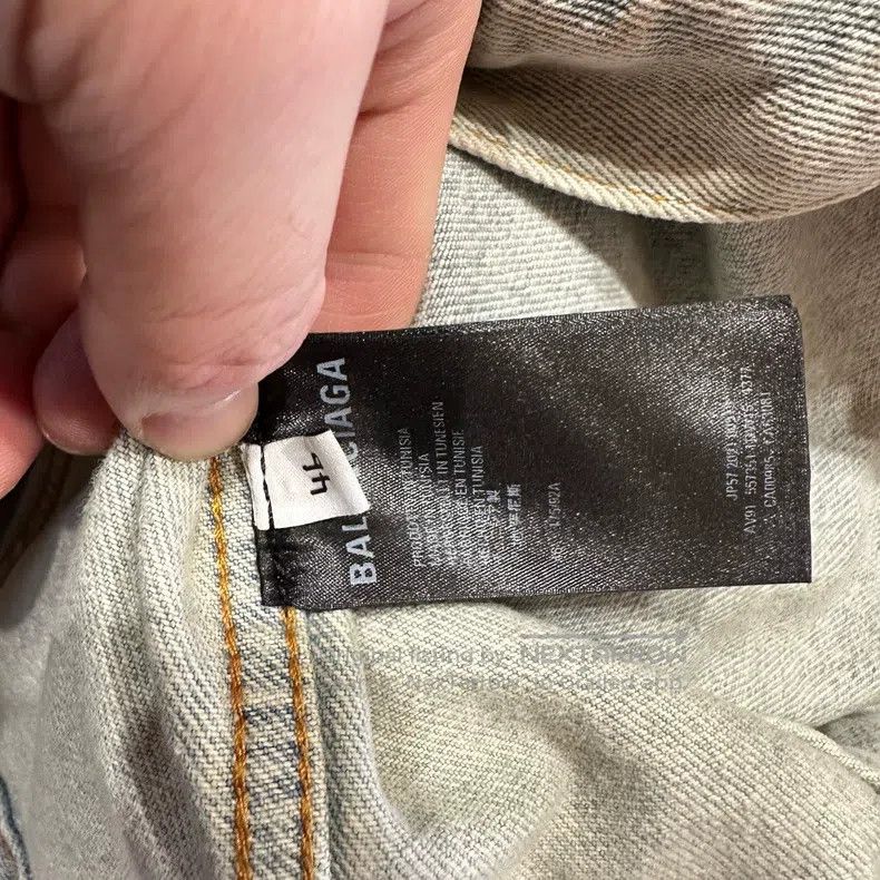 Balenciaga Balenciaga Back Fluorescent Green Letter Logo Denim Jacket Size US S / EU 44-46 / 1 - 4 Thumbnail