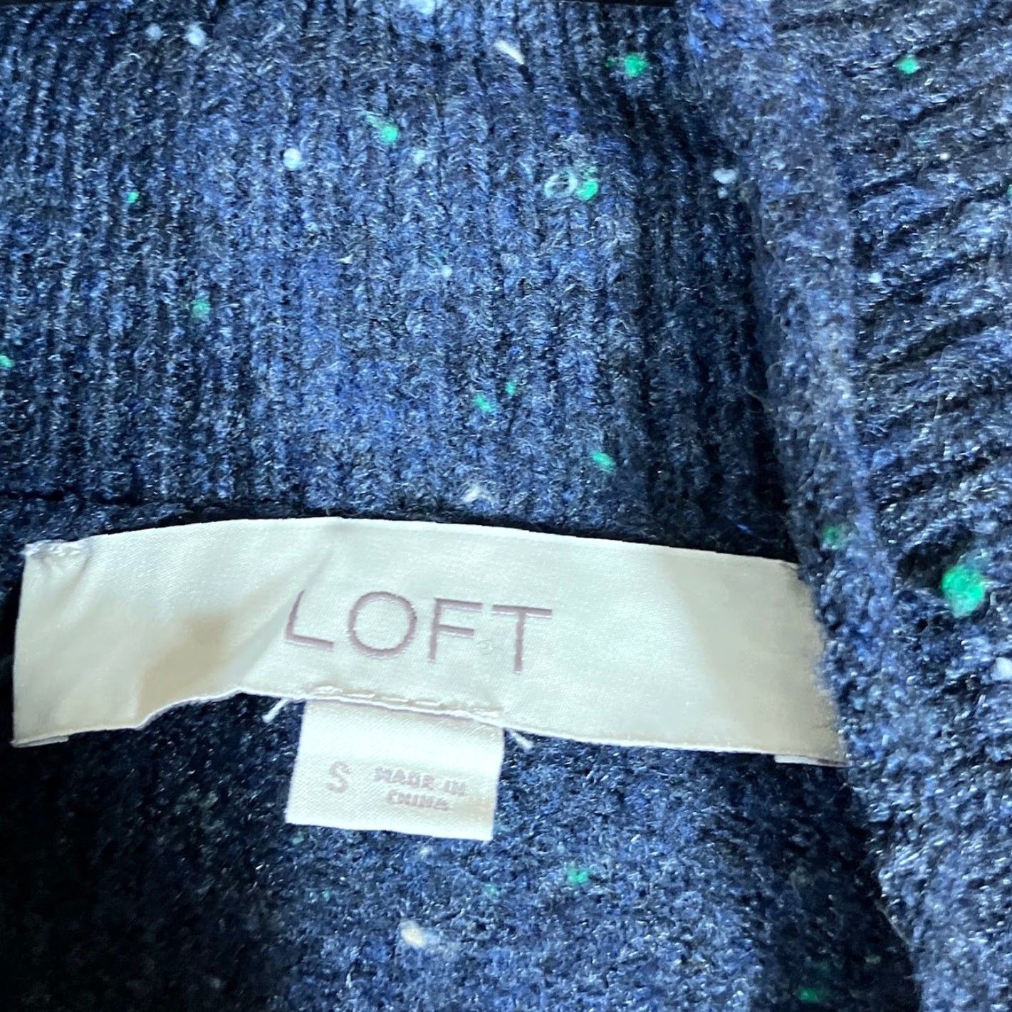 Loft LOFT Sweater Navy Blue Speckled Mock Neck Long Sleeve Small Womens Regular Knit Pullover Fall Winter Casual Workwear Size S / US 4 / IT 40 - 6 Thumbnail