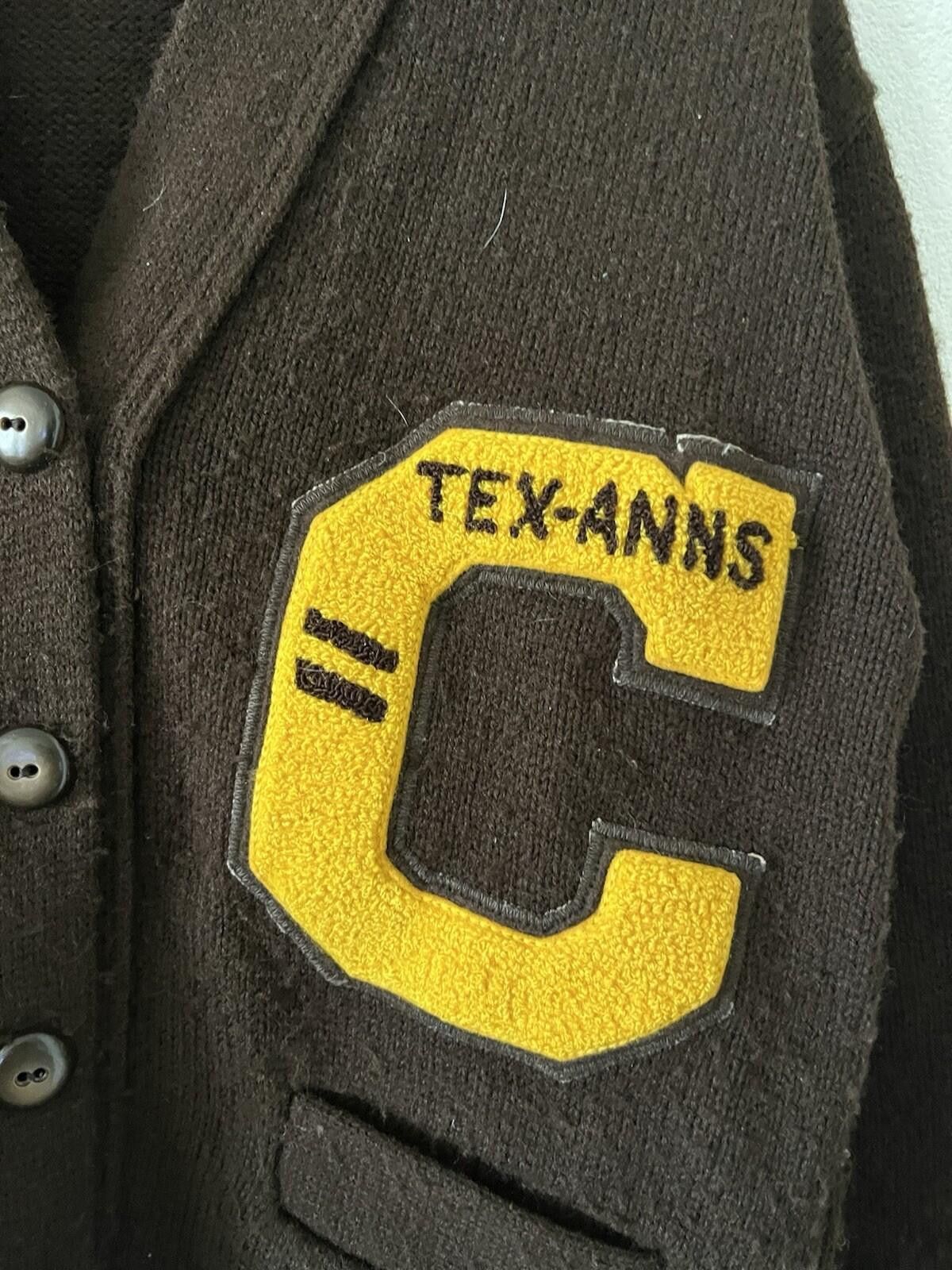 Other Vintage Tex-Anns Varsity Letterman Cardigan Sweater Brown Size M / US 6-8 / IT 42-44 - 2 Thumbnail