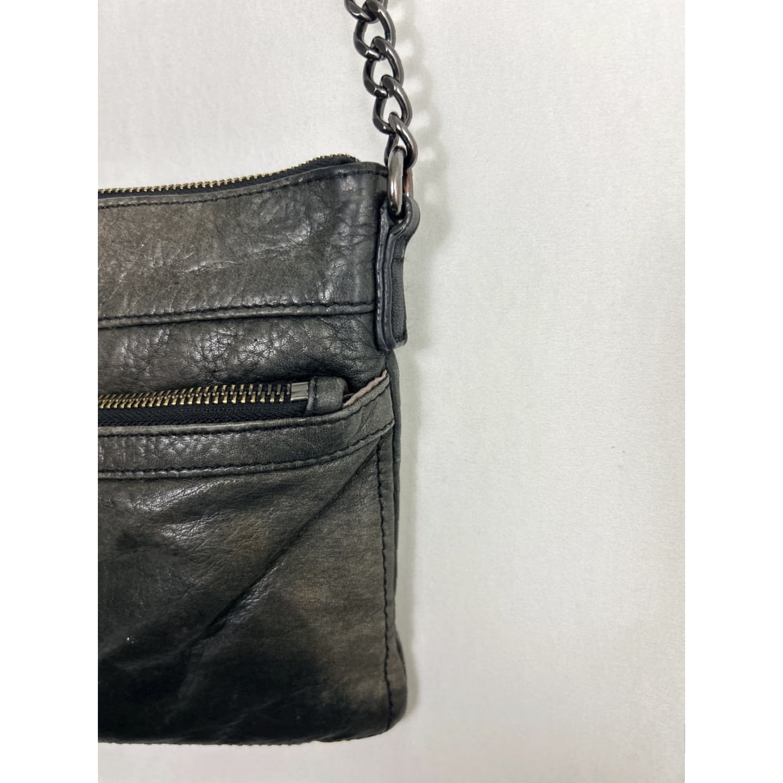 Vintage Margot New York crossbody Purse Rectangular Gray Black Leather Adjustable 10x7x1 Size ONE SIZE - 5 Thumbnail