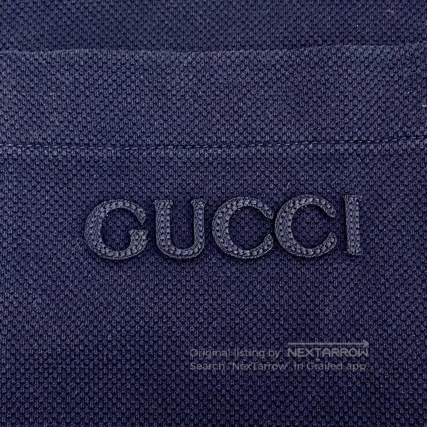 Gucci Guicci Navy Blue Logo Embroidered Cotton Collar Short Slee Size US M / EU 48-50 / 2 - 5 Thumbnail