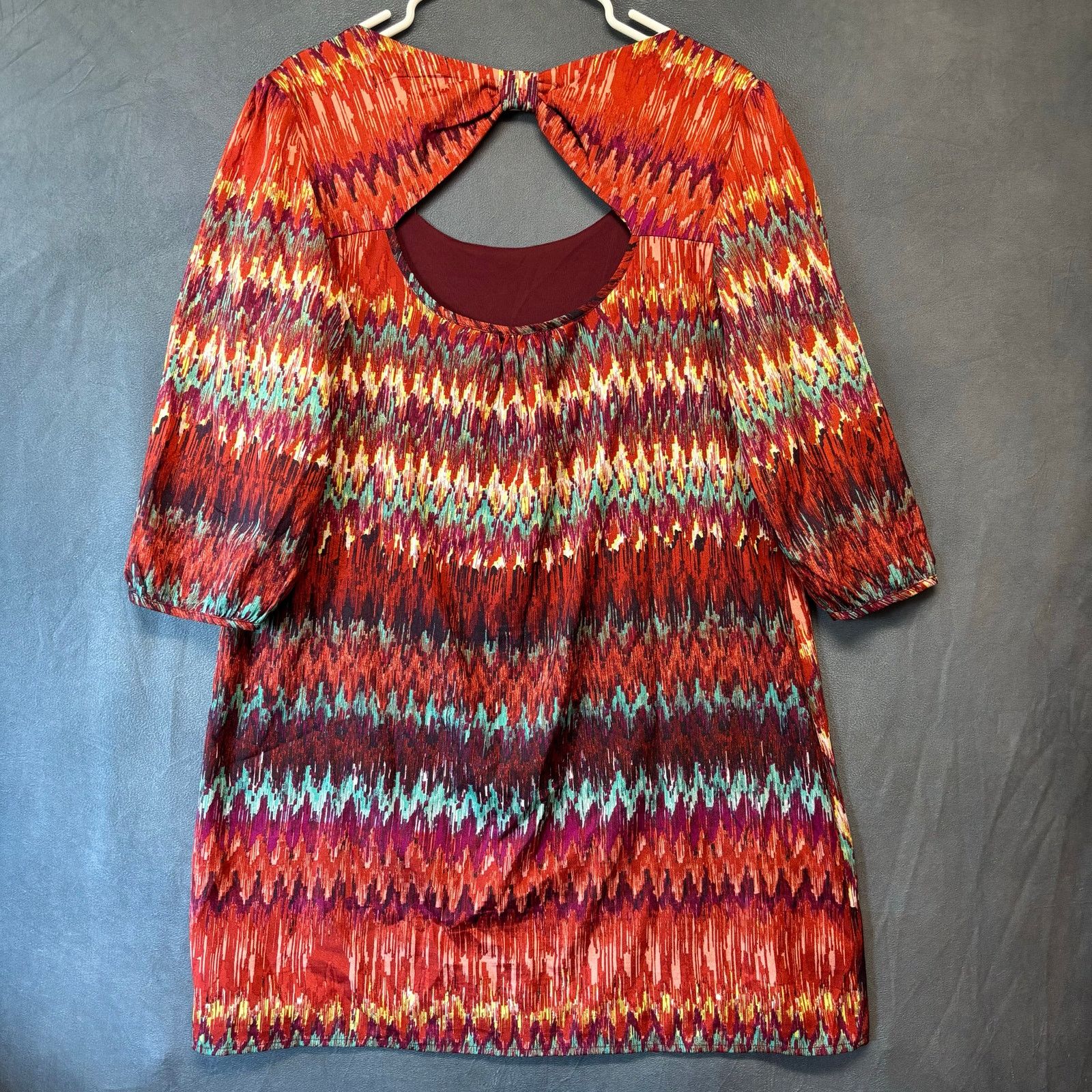 Other Lily Rose XL Multicolor Ikat Print Bow Back Dress Boho Size XL / US 12-14 / IT 48-50 - 2 Thumbnail