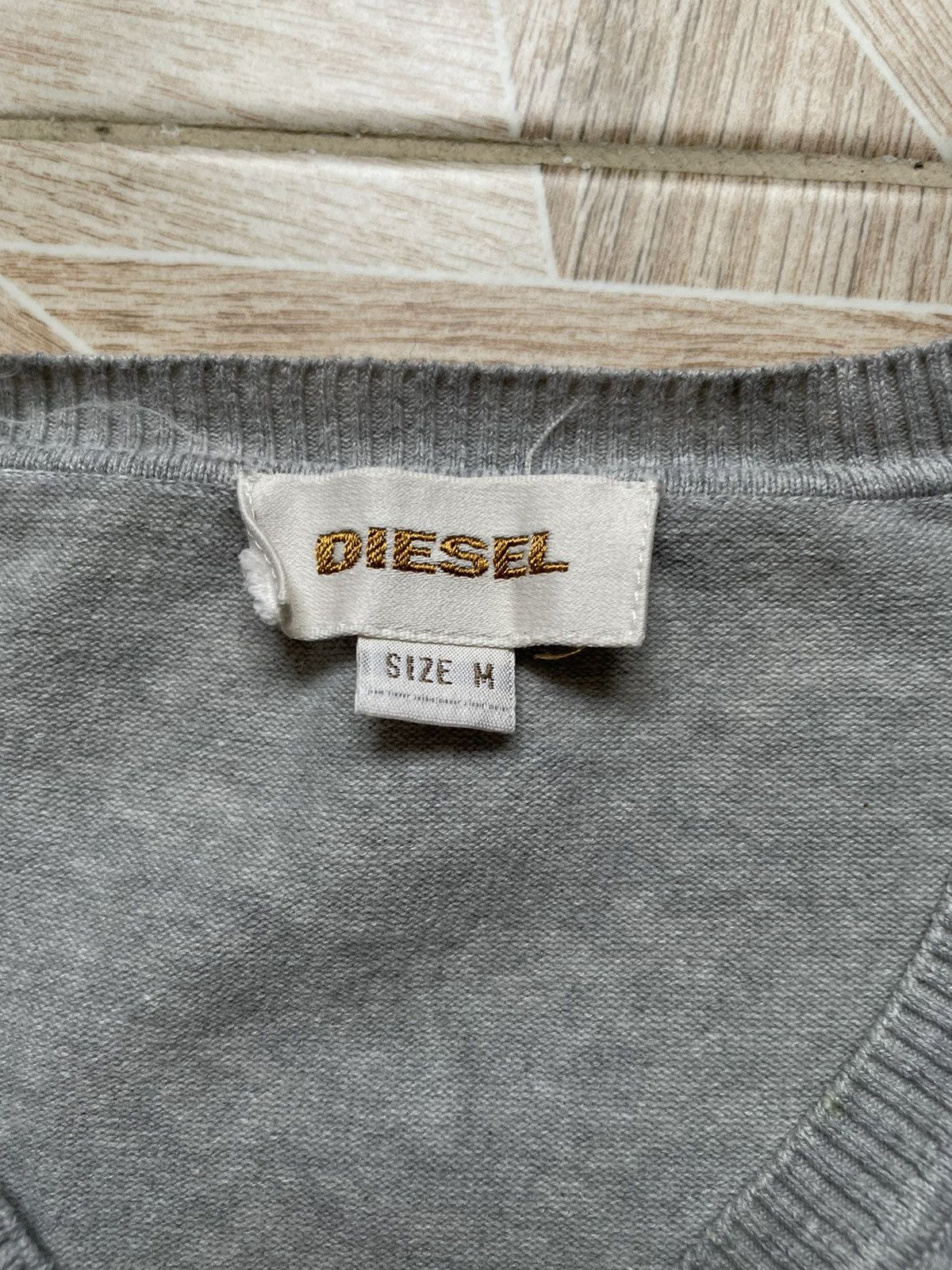 Diesel × Vintage Y2K Avant Garde Vintage Diesel V Neck Pullover Sweater Grey Size US M / EU 48-50 / 2 - 5 Thumbnail
