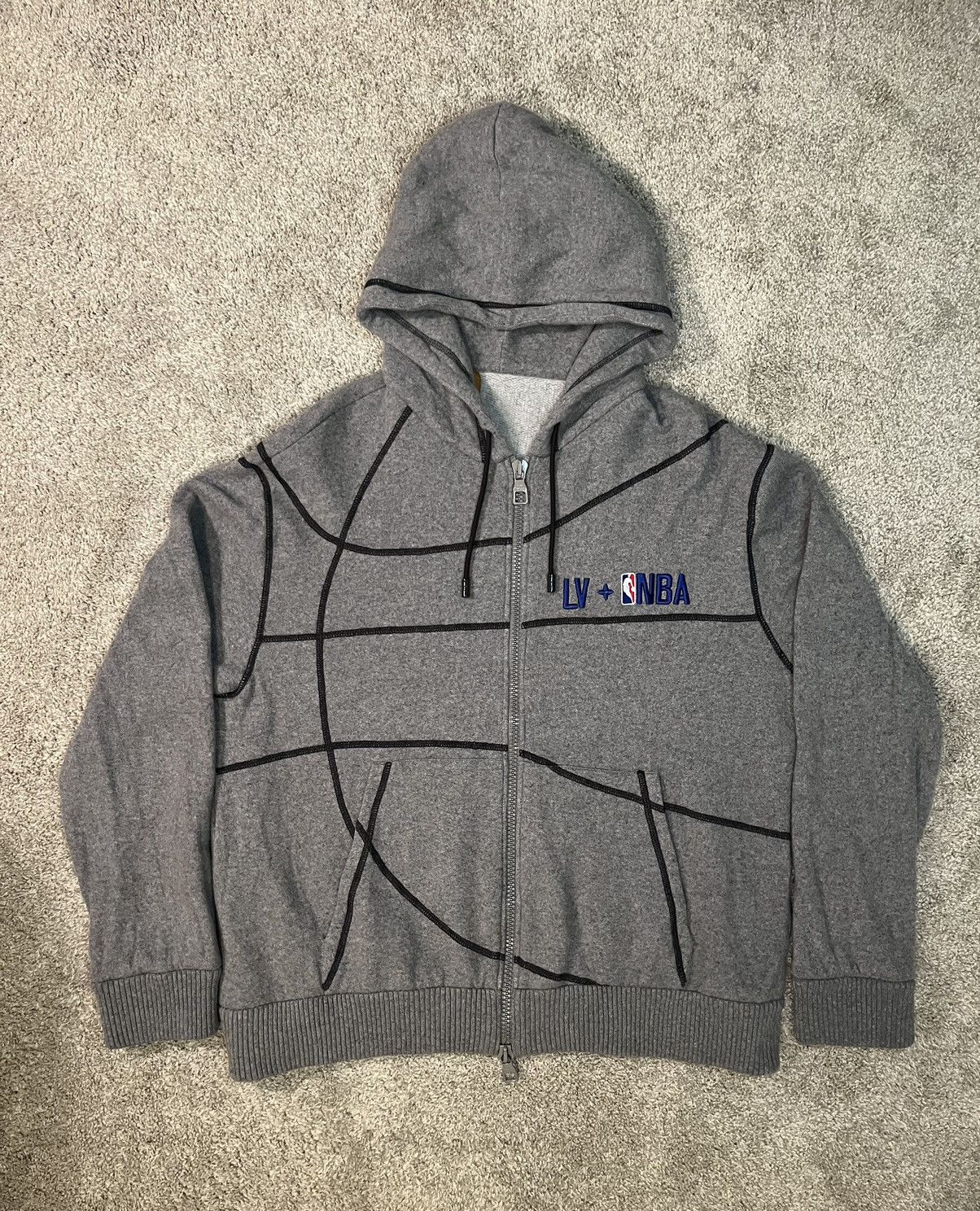 image of Louis Vuitton X Nba Logo Print Sweatshirt in Grey, Men's (Size 2XL)