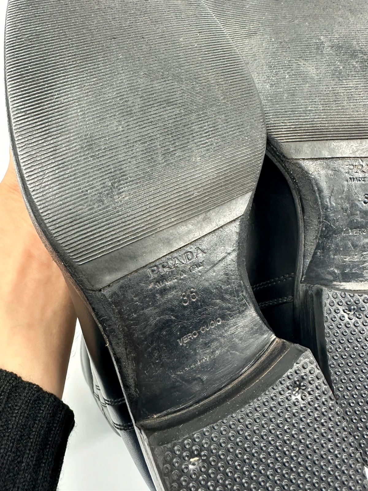 Prada Prada Milano Black Leather Ankle Boots Round Toe Size US 5 / IT 35 - 9 Thumbnail