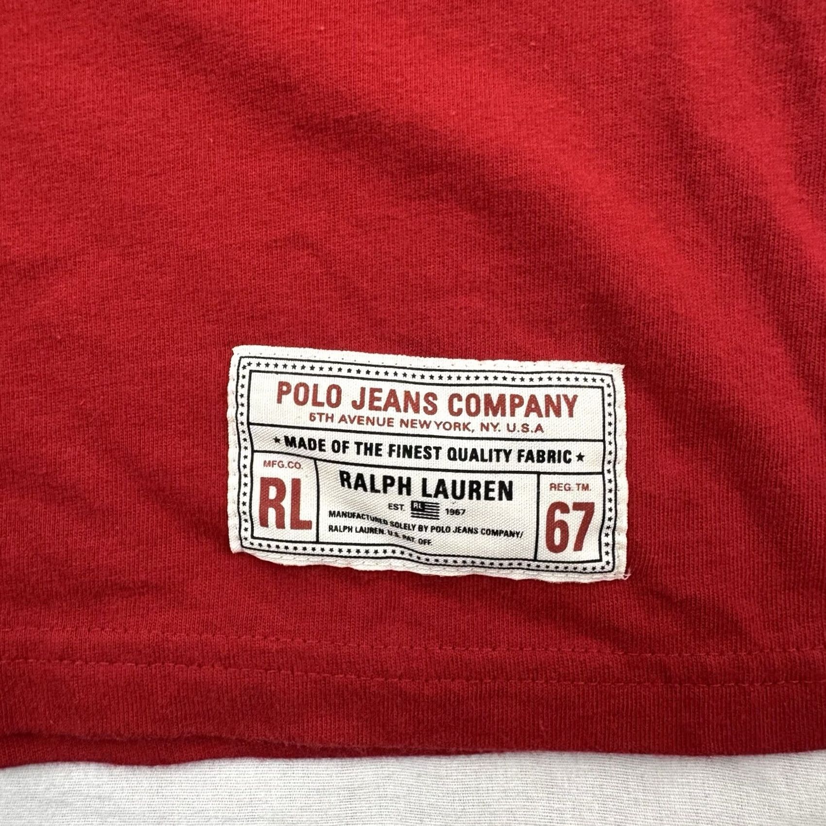 Polo Ralph Lauren VINTAGE Polo Jeans Company T Shirt Adult Medium Striped Hipster 90s Y2K Red Cotton Polo Ralph Lauren Mens T-Shirt Crew Neck Short Sleeve) Size US M / EU 48-50 / 2 - 2 Thumbnail