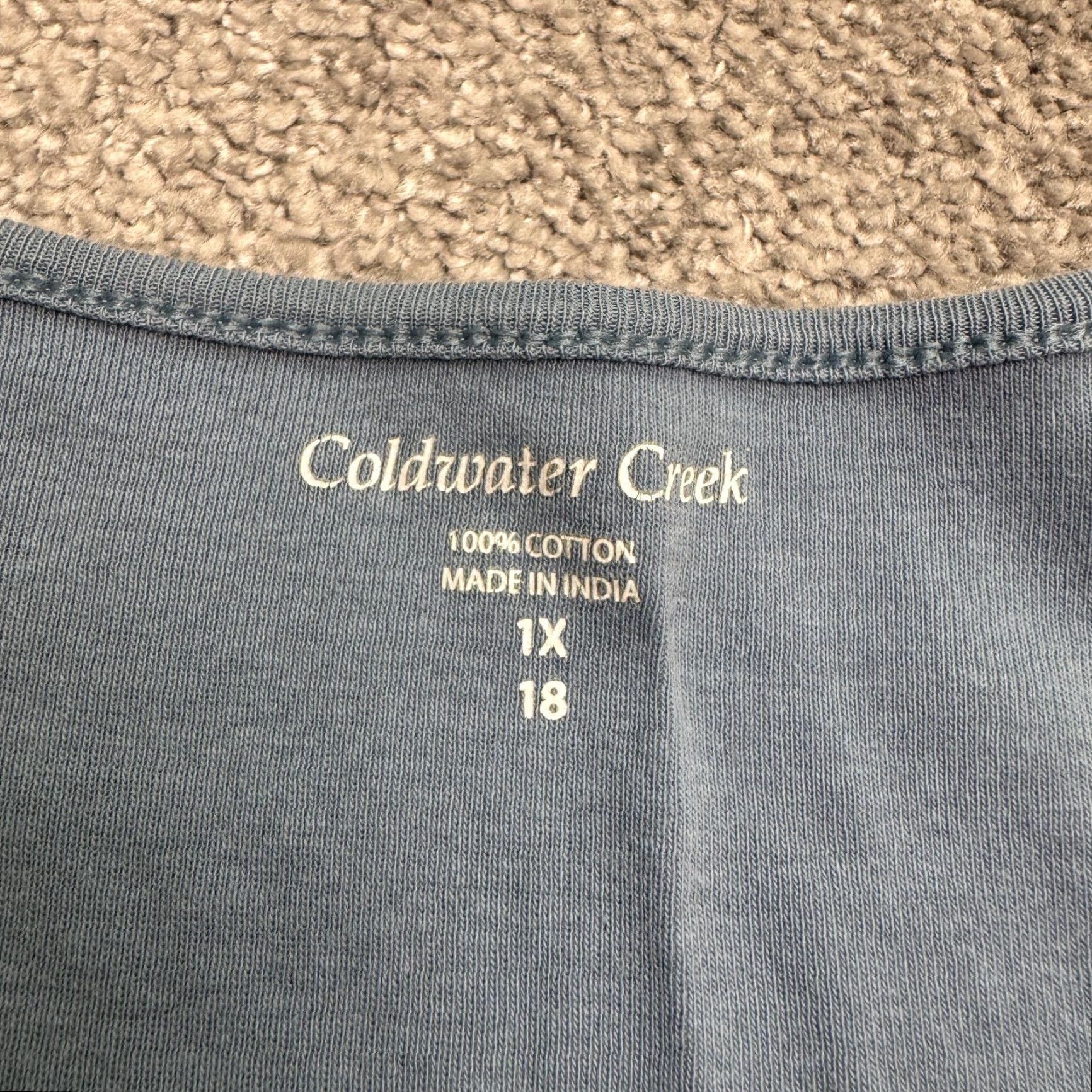 Coldwater Creek Coldwater Creek Shirt 1X Plus Blue Short Sleeve Crew Neck 100% Cotton Basic Tee Women's Size XL / US 12-14 / IT 48-50 - 7 Thumbnail