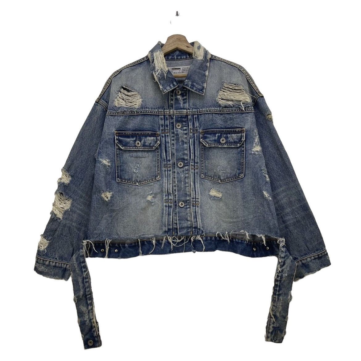 14th Addiction × KMRii Distress Denim Trucker Jacket Size US M / EU 48-50 / 2 - 1 Thumbnail